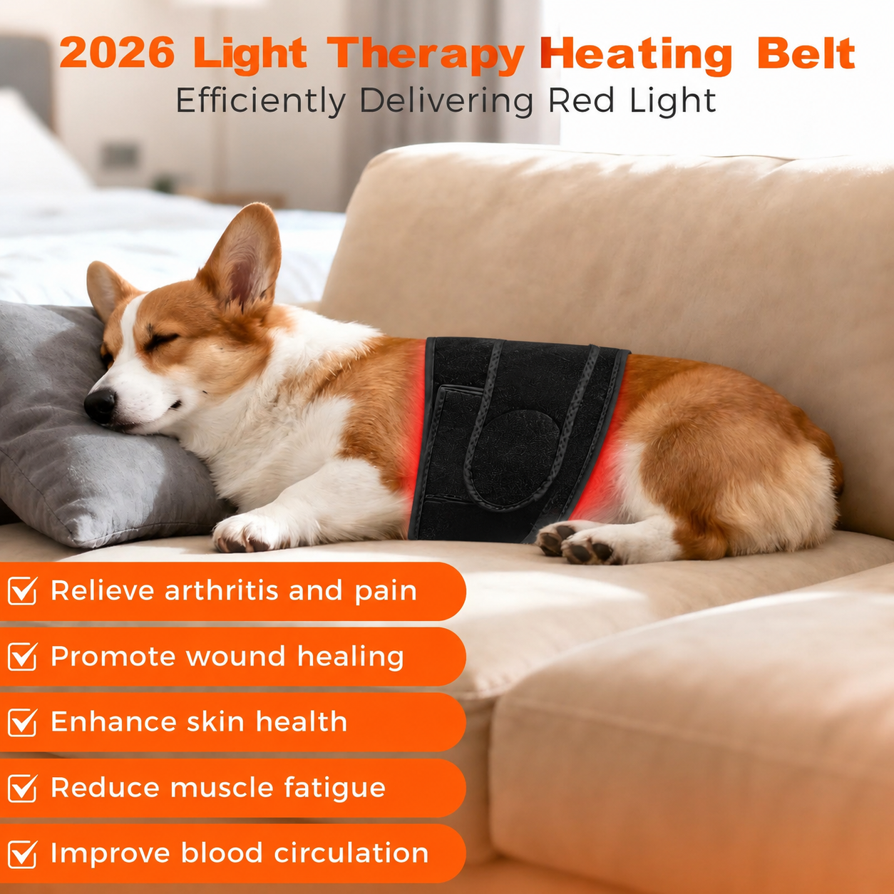 Morfone 660nm+850nm Pet Red Light Therapy Pad Infrared Light Therapy Wrap for Dogs & Cats