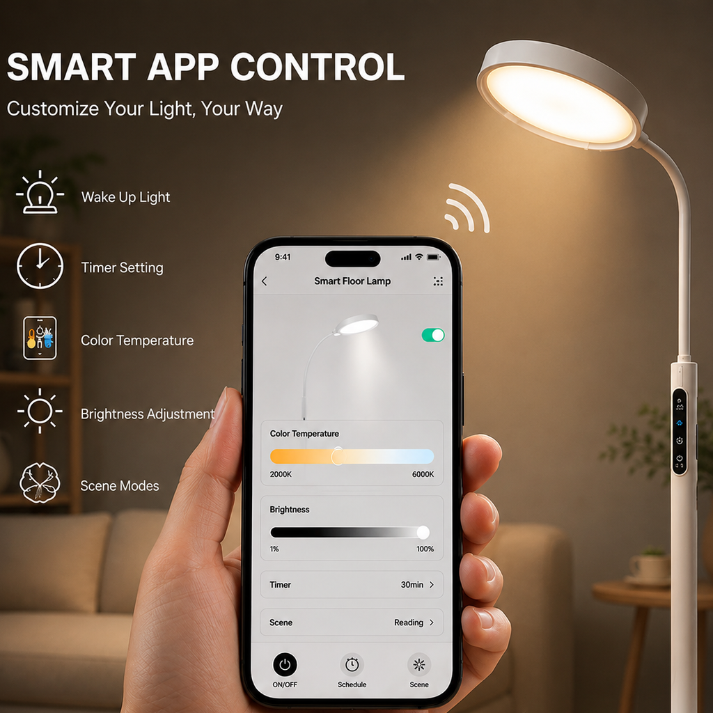 Morfone 10 Light Full Spectrum Therapy Lamp with APP Control High CRI LED Light Therapy Floor Lamp