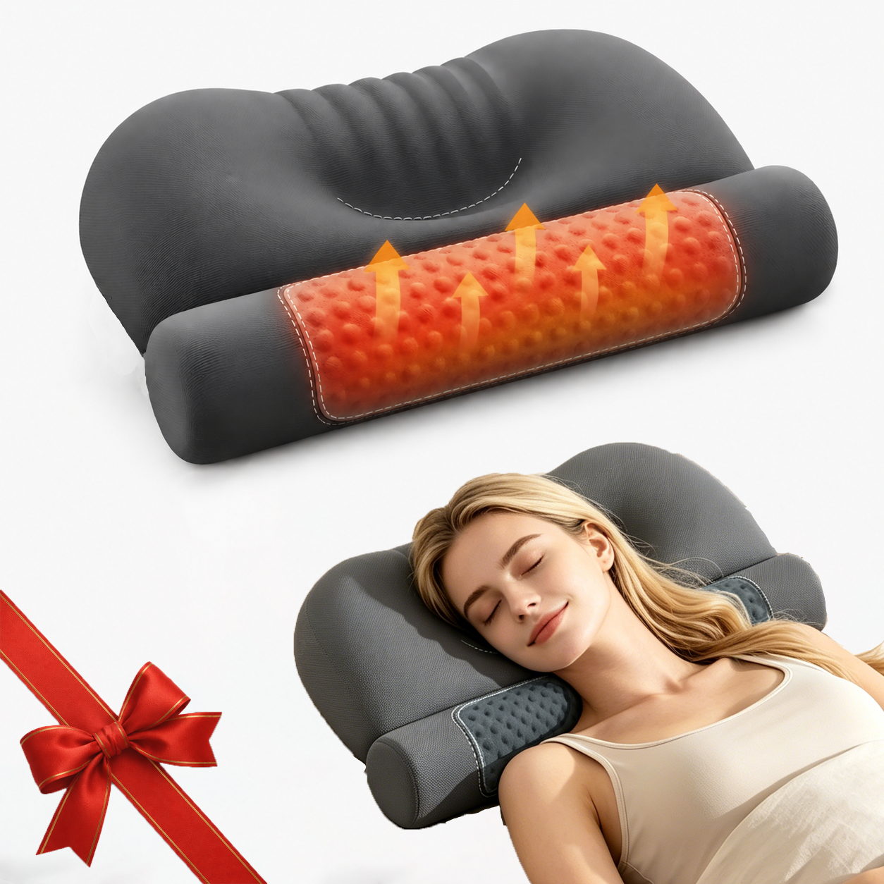 Morfone Heated Memory Foam Neck Support Pillow Improves sleep and provides soothing heat to the neck
