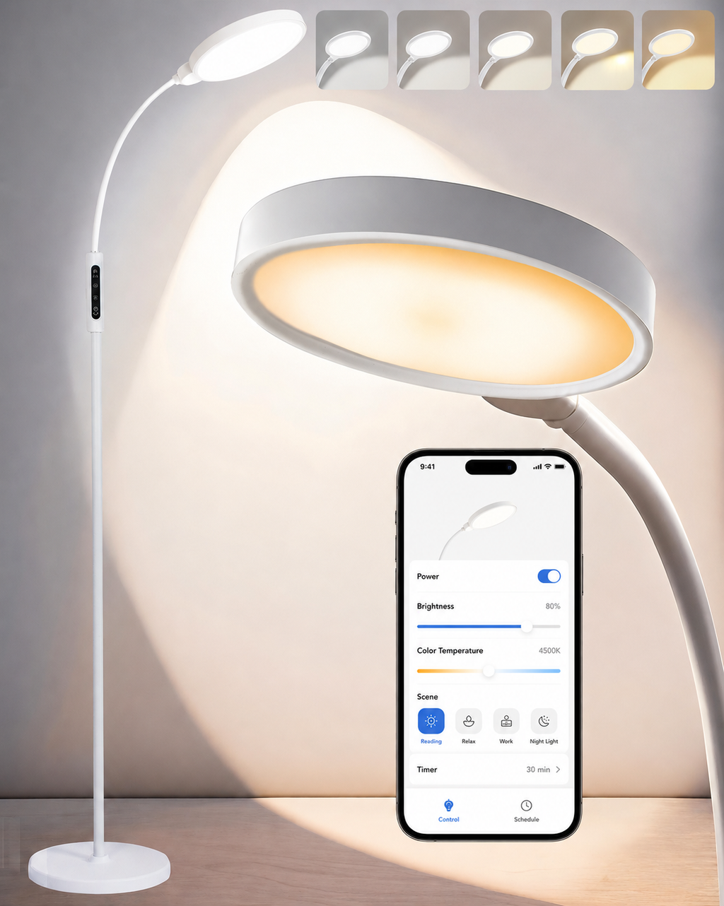 Morfone 10 Light Full Spectrum Therapy Lamp with APP Control High CRI LED Light Therapy Floor Lamp