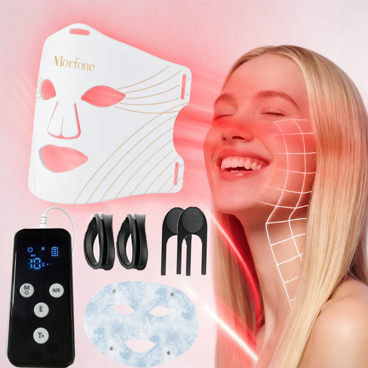 Morfone 276 LED 850nm NIR Red Light Therapy Mask 4 Modes LED Face Therapy Mask with Cooling Function