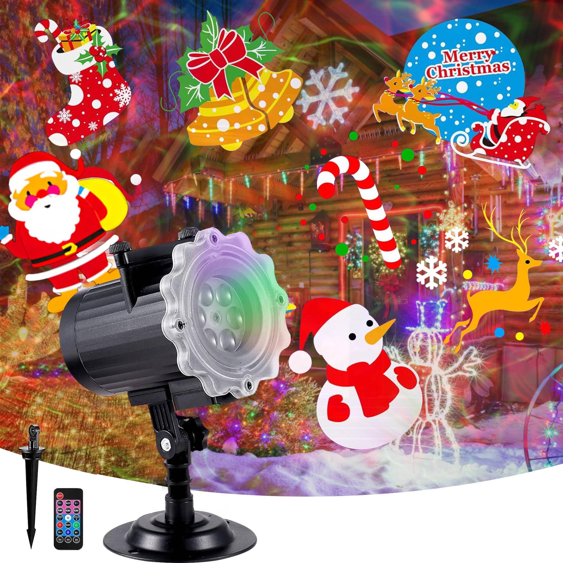 Morfone Christmas Projector Lights Outdoor, Holiday Projector Lights with Remote Control for Xmas Halloween Party Garden Yard Decor