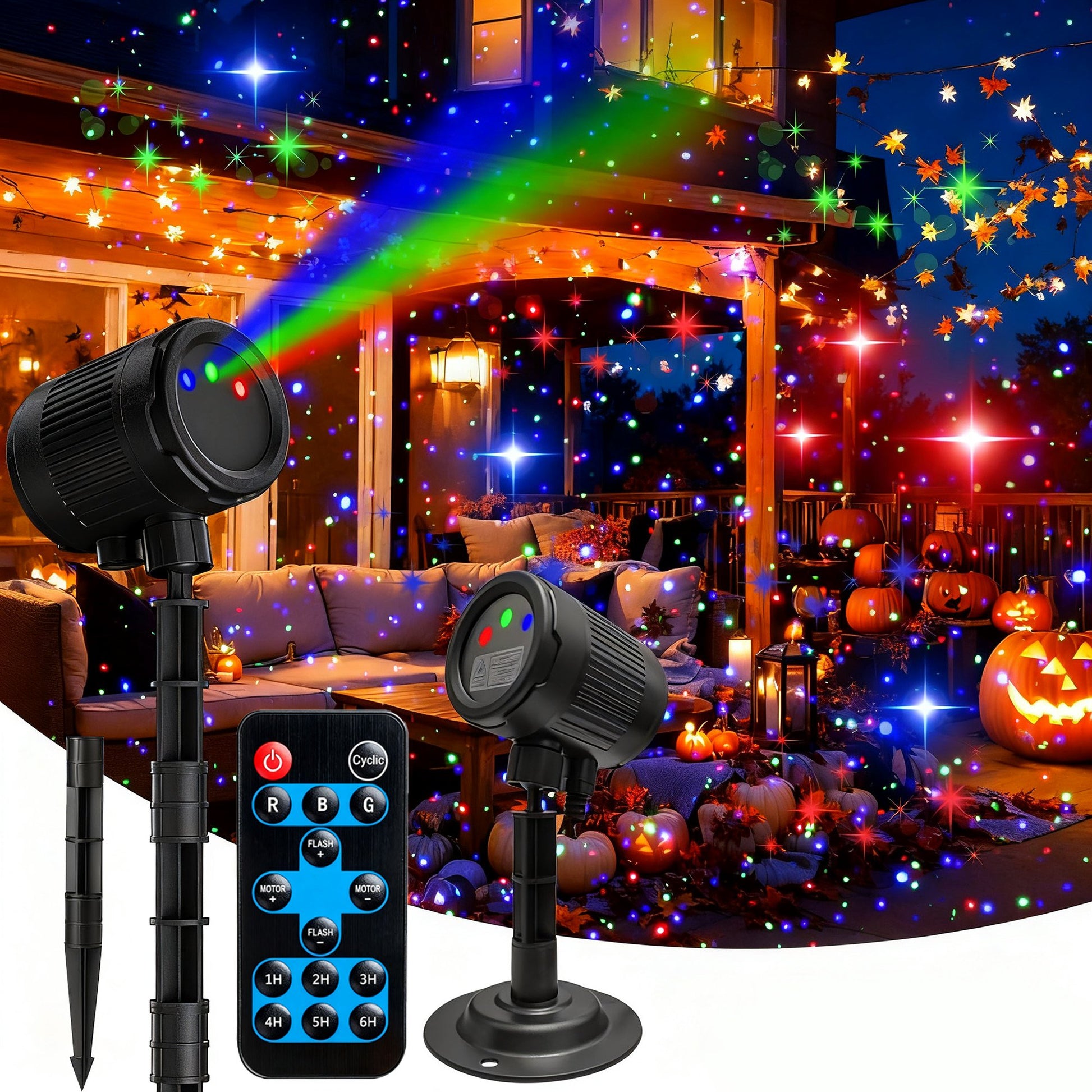 Laser Christmas Projector Lights Outdoor, 2 Colors Red Green Holiday Projector Landscape Spotlight Decorations for House/Garden/Party