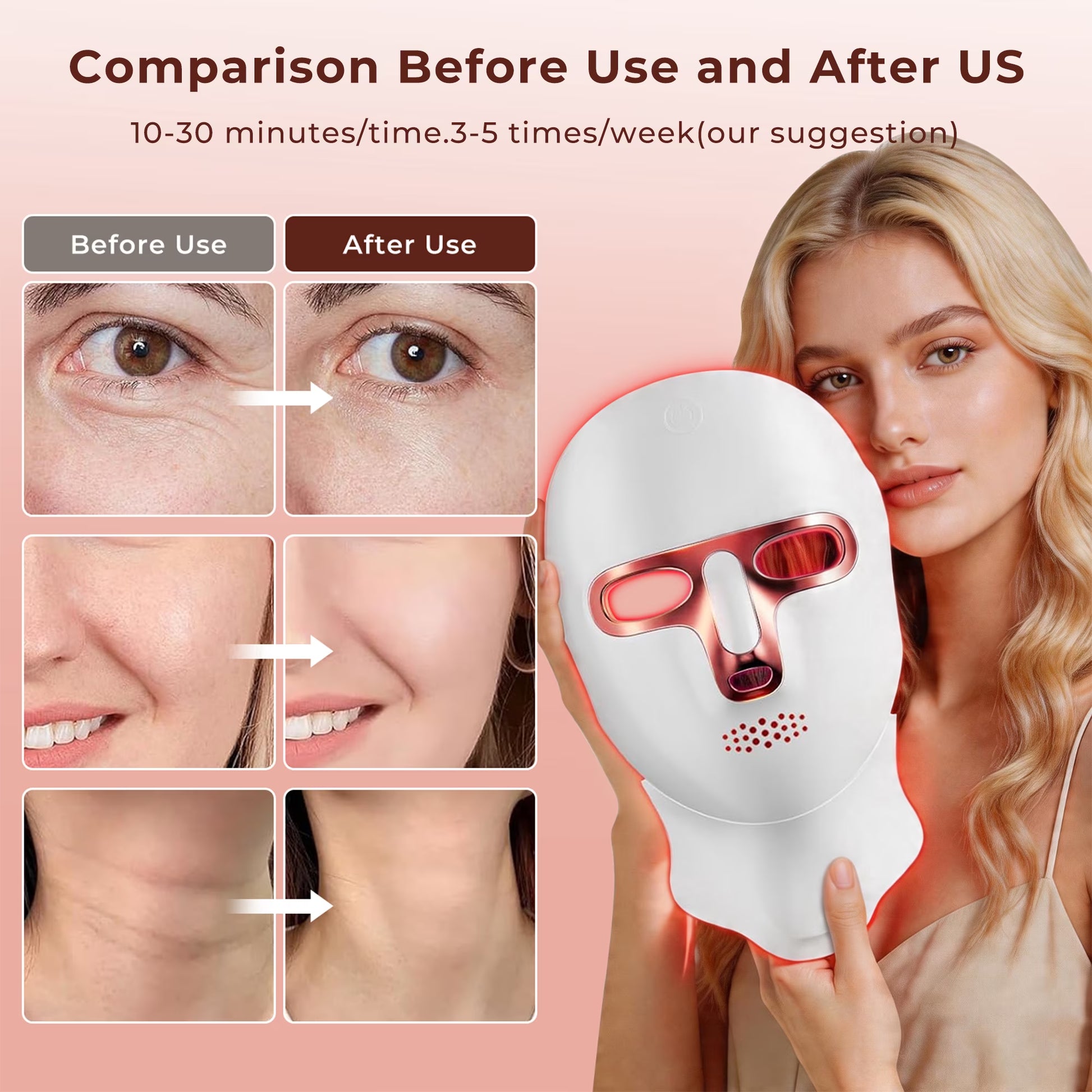 Morfone Red Light Therapy Mask Adjustable LED Face Mask Light Therapy for Home Working Travel Yoga Sleep
