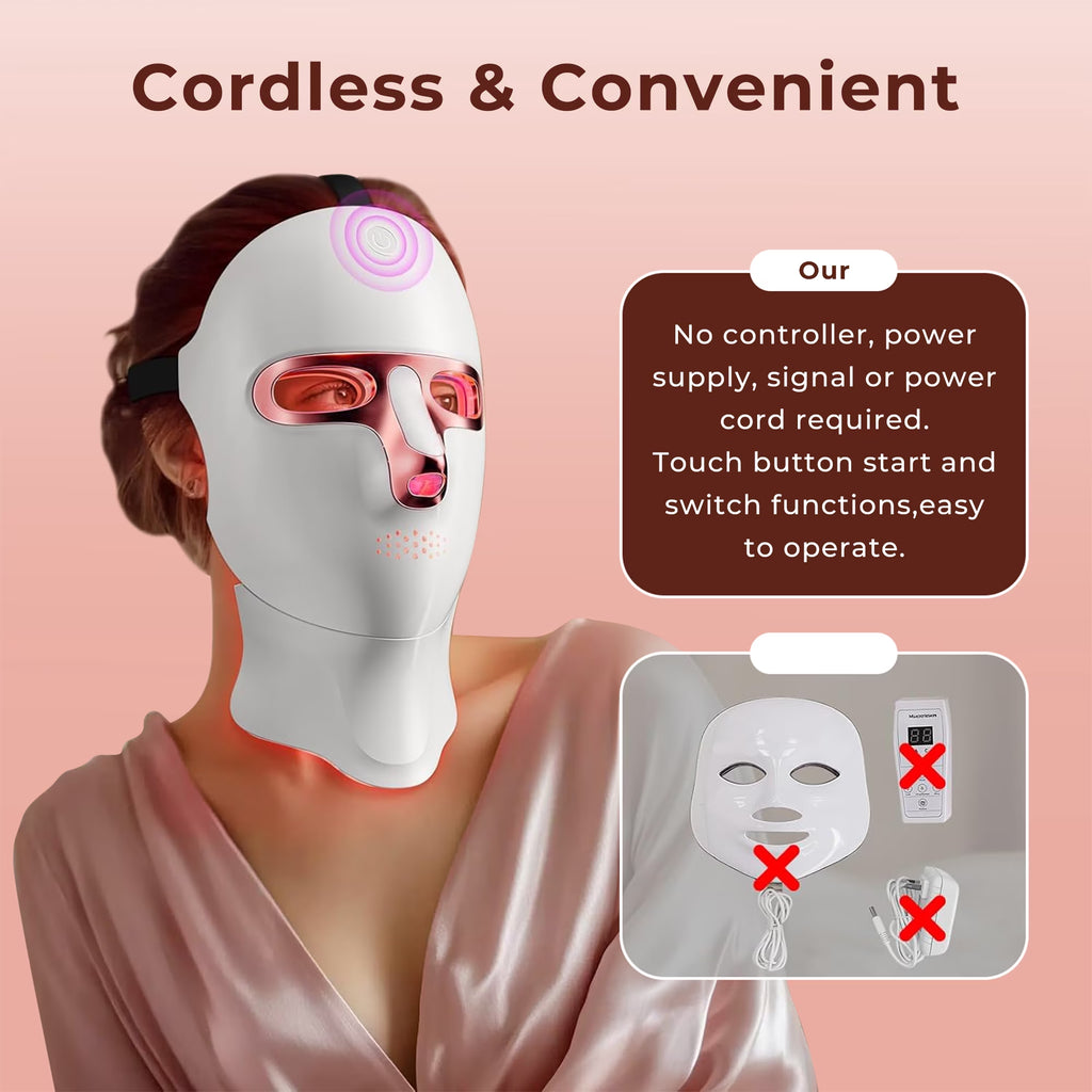 Morfone Red Light Therapy Mask Adjustable LED Face Mask Light Therapy for Home Working Travel Yoga Sleep