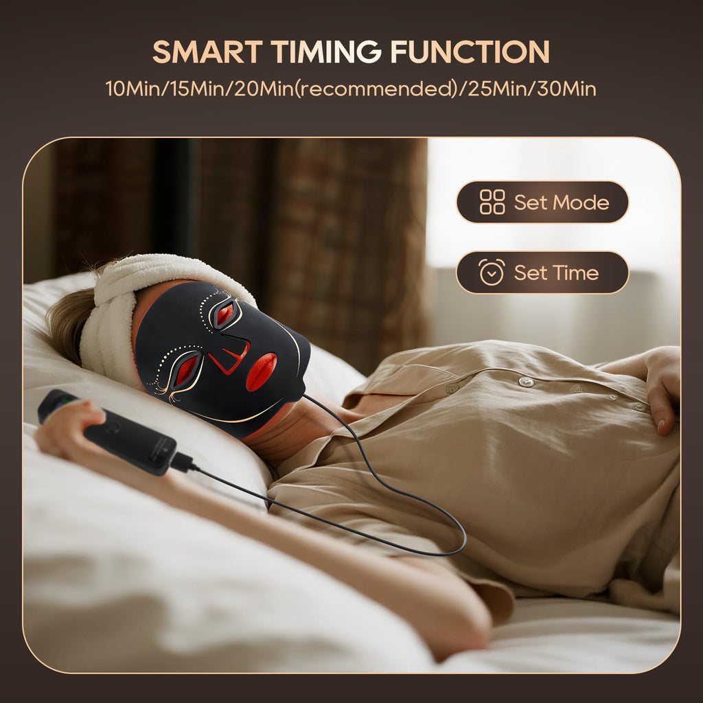 Morfone Red Light Vibrating Massage Mask,  850nm LED red light care set with timer function and 4 modes. The perfect gift choice