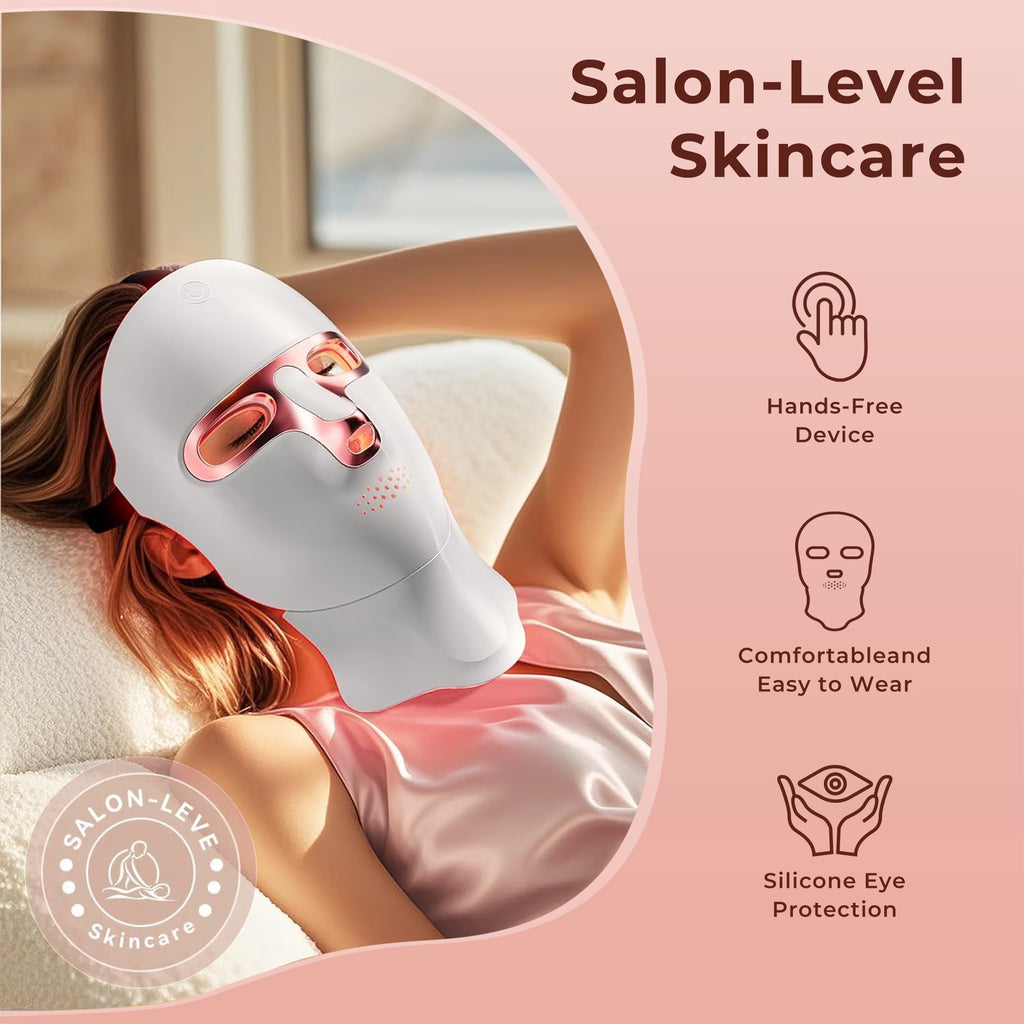 Morfone Red Light Therapy Mask Adjustable LED Face Mask Light Therapy for Home Working Travel Yoga Sleep