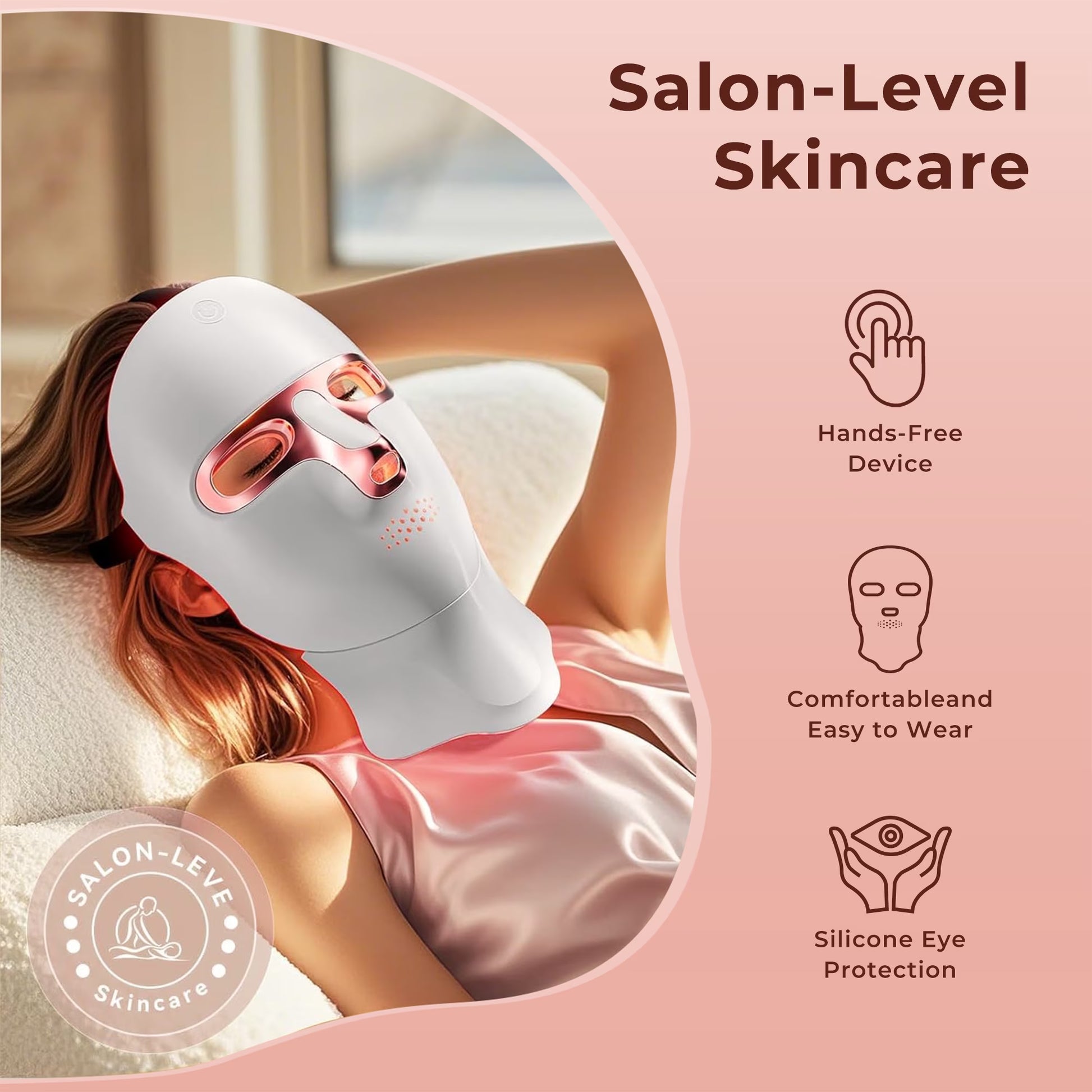 Morfone Red Light Therapy Mask Adjustable LED Face Mask Light Therapy for Home Working Travel Yoga Sleep