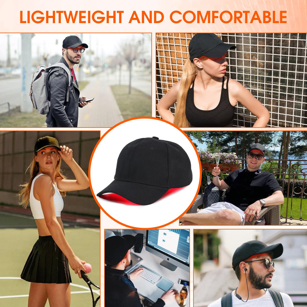 Morfone 56-LED Red Light Therapy Cap - Portable Red Light Hair Growth Cap for Home or Travel Use（Black）