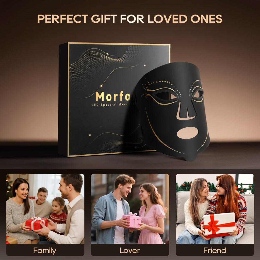 Morfone Red Light Vibrating Massage Mask,  850nm LED red light care set with timer function and 4 modes. The perfect gift choice