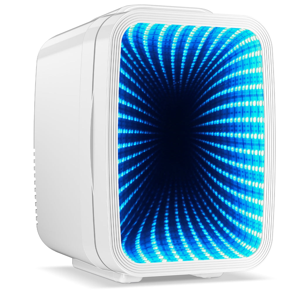 Beichen 4L Mini Fridge with 6-Color LED, Portable Cooler & Warmer for Bedroom, Office, Car – Quiet Thermoelectric Small Refrigerator for Skincare, Drinks & Gaming Room, AC/DC Powered (Black)