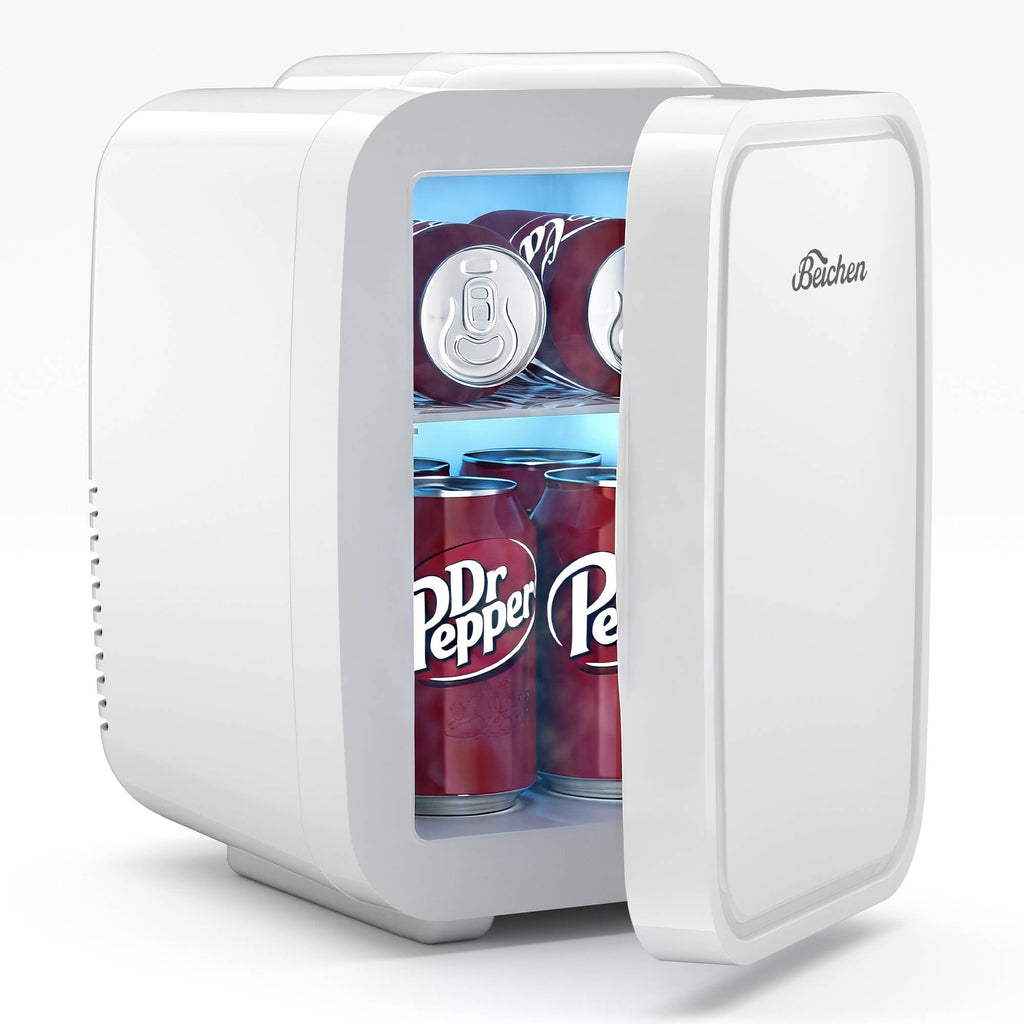 BEICHEN Mini Fridge, 4L/6 Can Small Refrigerator for Bedroom, Car, Office & Dorm,110V AC/ 12V DC Thermoelectric Cooler and Warmer for Cosmetics, Beverage and Food