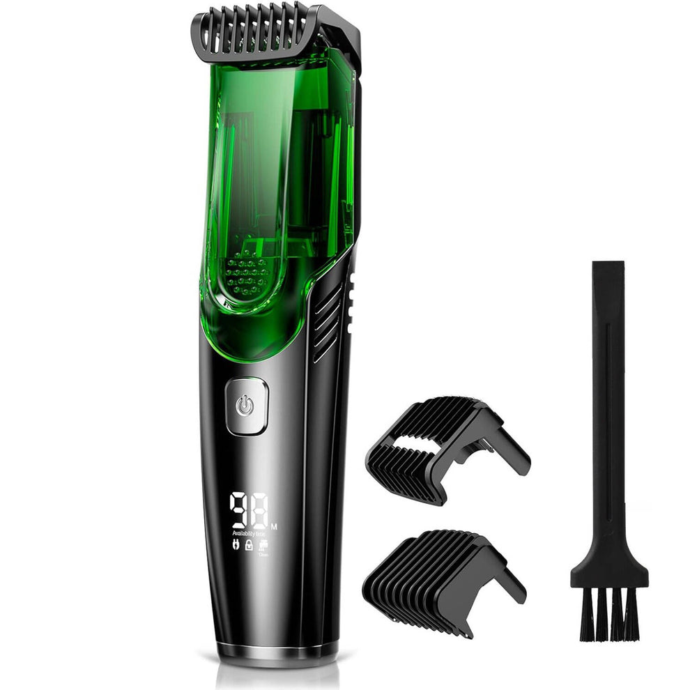 Morfone Vacuum Beard Trimmer for Men with 20 Length and Styles Adjustable, Built-in Vacuum Trimmer for Mustache, Sideburns, Facial Hair, Rechargeable & IPX6 Waterproof Mustache Trimmer