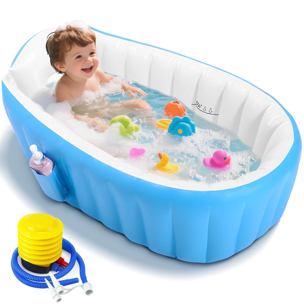 Anoak Inflatable Baby Bathtub for Newborn to Toddler, Portable Travel Infant Baby Bath Tub, Toddler Bathtub with Air Pump, Foldable Non-Slip Shower Basin Collapsible Baby Tub