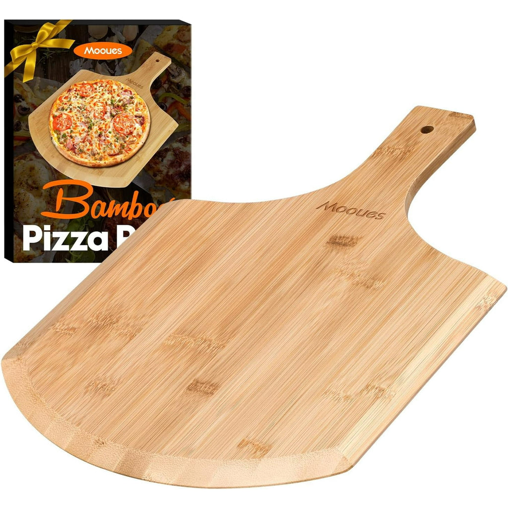 Morfone Pizza Peel 12 inch, Wood Pizza Board Wooden Pizza Paddle Spatula Oven Accessory for Baking Homemade Pizza, Wood Cutting Board for Cheese Bread Fruit Vegetables