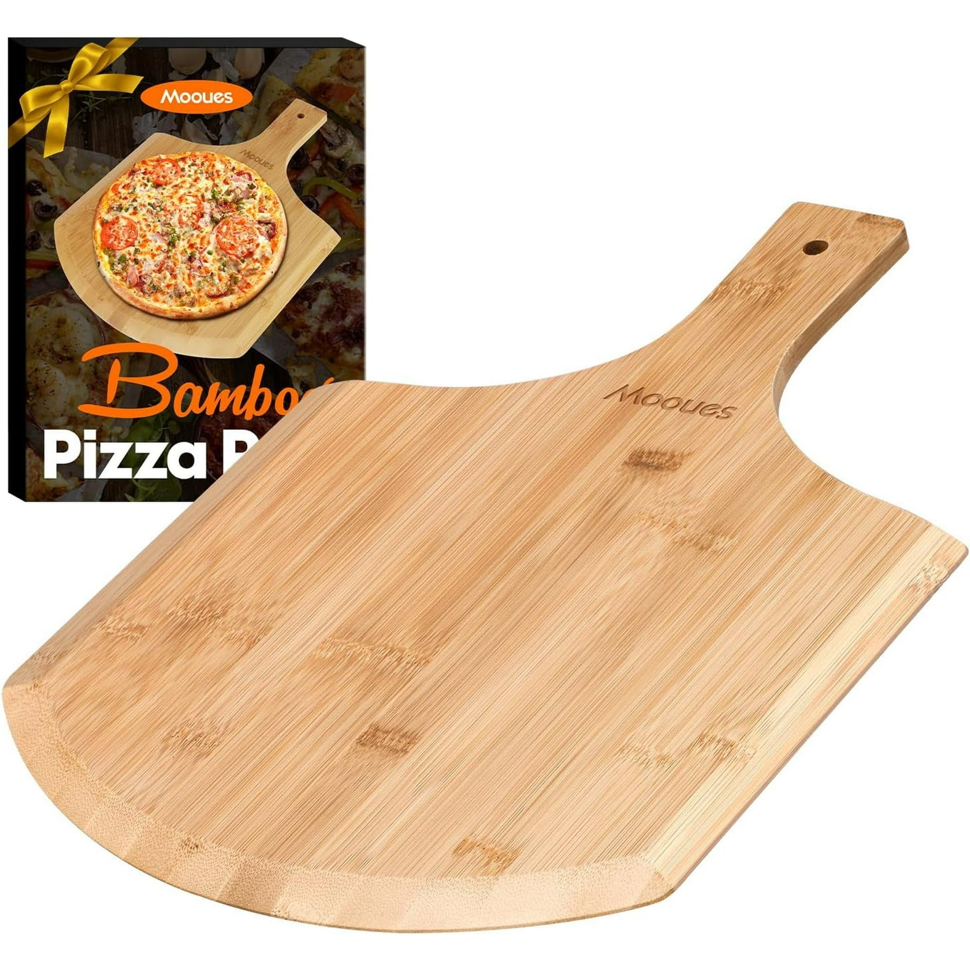 Morfone Pizza Peel 12 inch, Wood Pizza Board Wooden Pizza Paddle Spatula Oven Accessory for Baking Homemade Pizza, Wood Cutting Board for Cheese Bread Fruit Vegetables