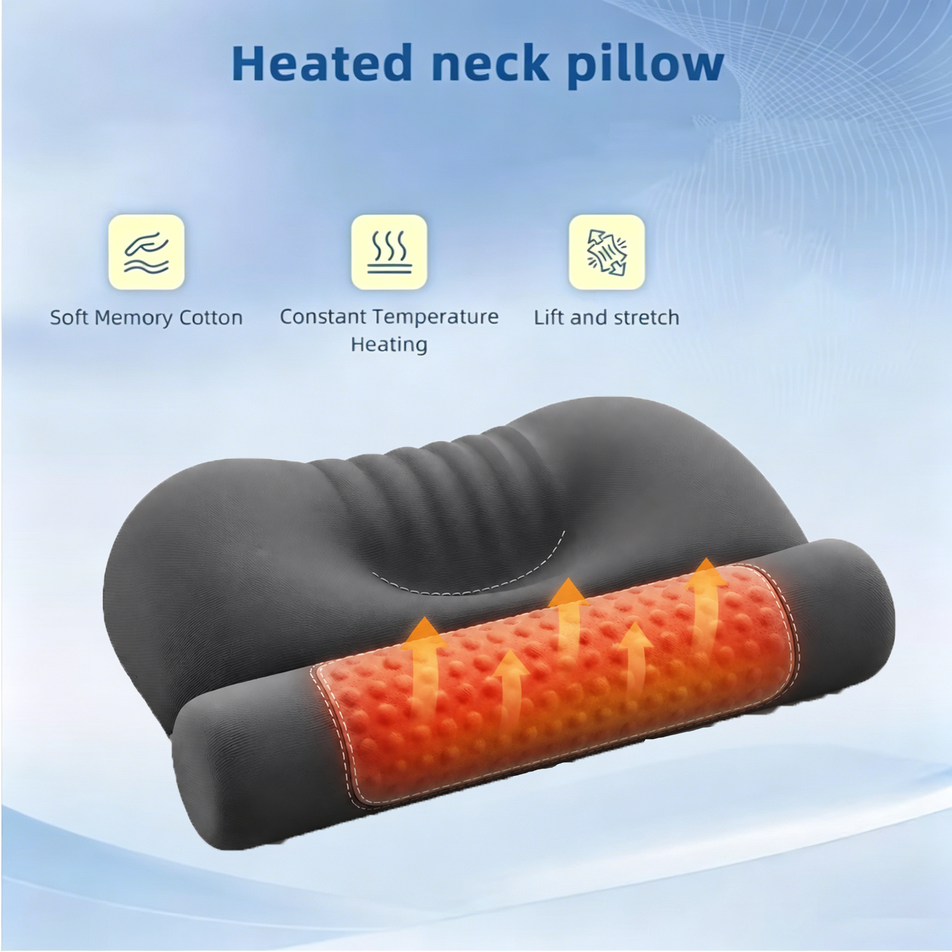 Morfone Heated Memory Foam Neck Support Pillow Improves sleep and provides soothing heat to the neck
