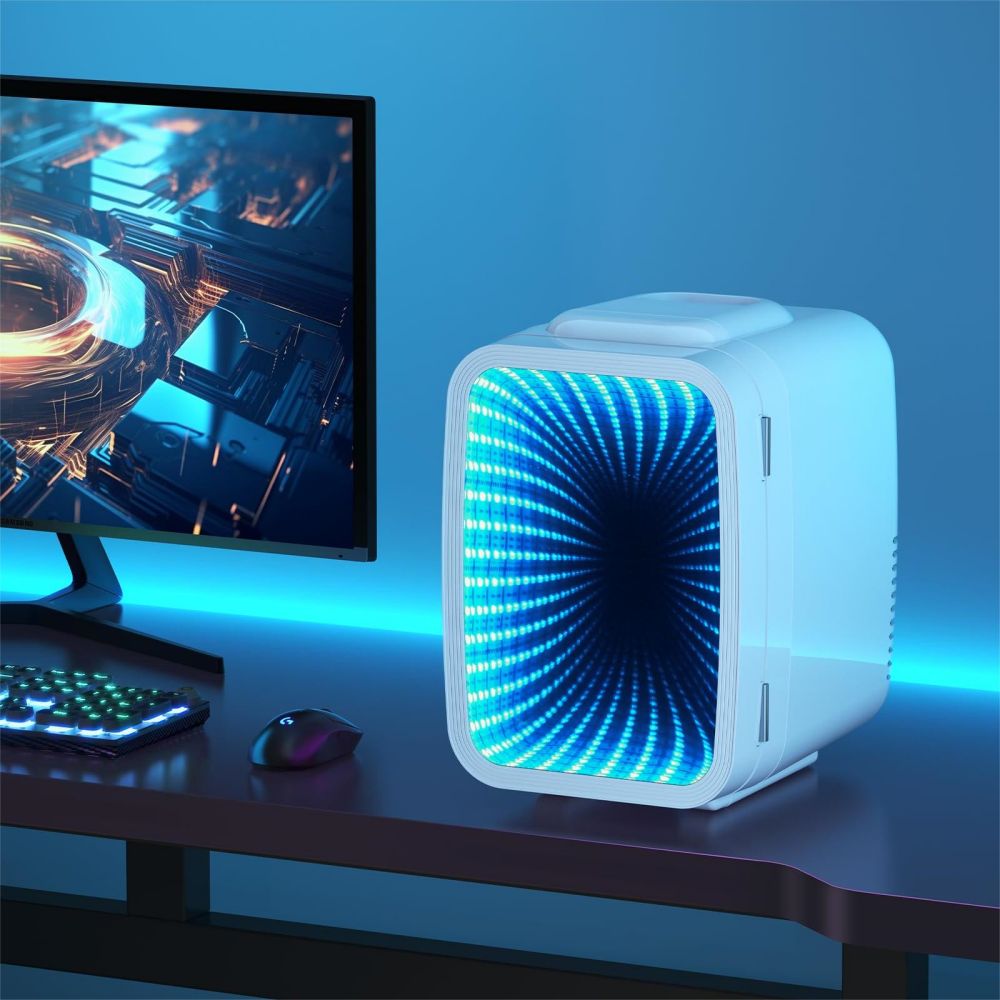 BEICHEN 4L Mini Fridge Adjustable LED Lighting Dual Temperature Operation Bedroom Office Game Room