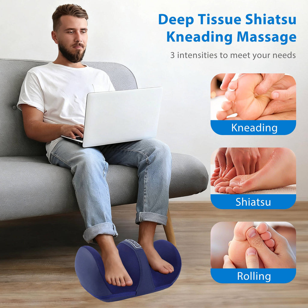 Morfone Shiatsu Foot Massager with Heat, Foot and Calf Massager with Roller, Deep Massage for Relaxation, Gifts for Women & Men, Black