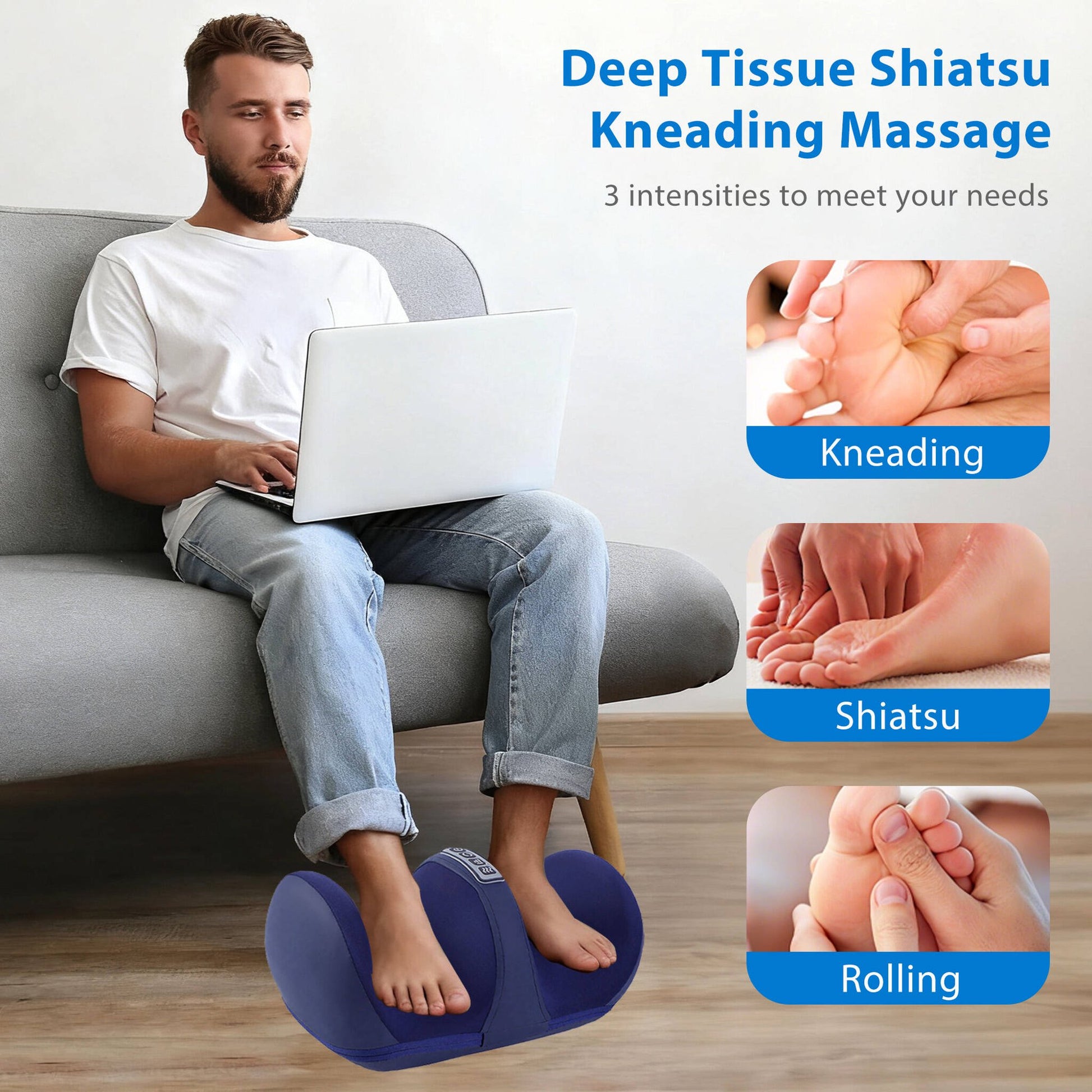 Morfone Shiatsu Foot Massager with Heat, Foot and Calf Massager with Roller, Deep Massage for Relaxation, Gifts for Women & Men, Black