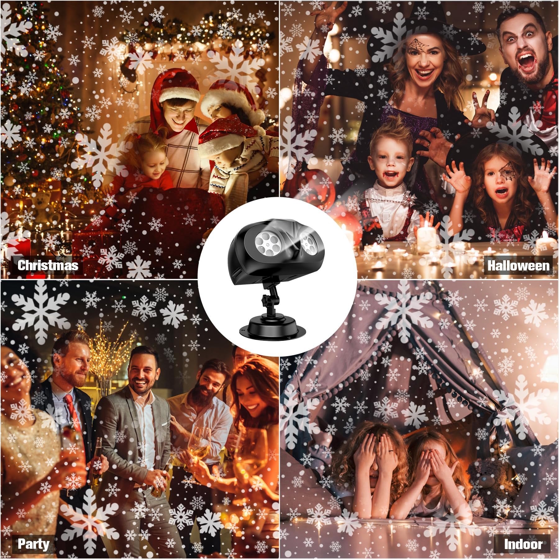 ACMETOP Christmas Snowflake Projector Lights Outdoor with Remote Control, Dual-Head Waterproof Christmas Outdoor Lighting Decorations for Indoor Xmas, New Year, Holiday Party