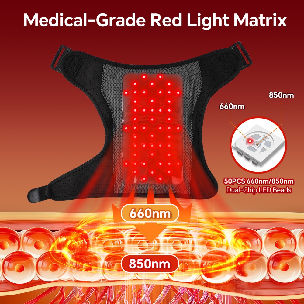 Morfone 660nm and 850nm Near Infrared Light Therapy and Heat Therapy Shoulder Massager