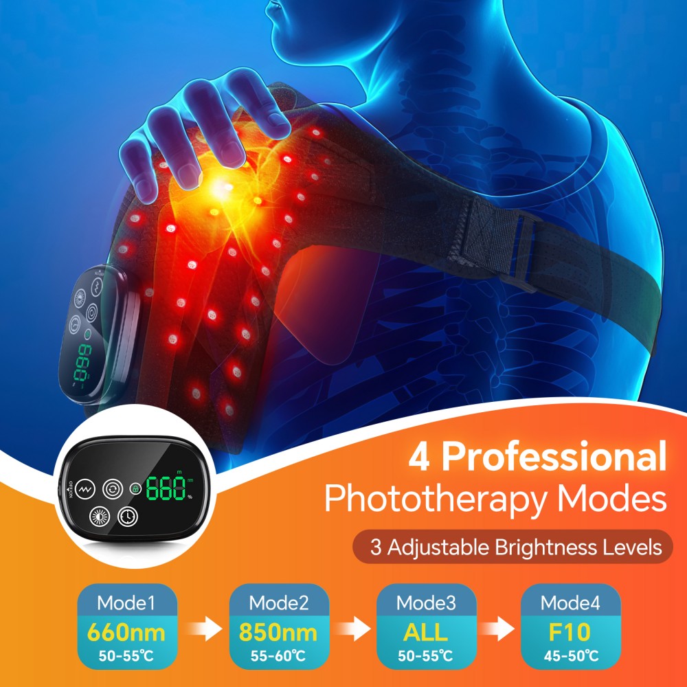 Morfone 660nm and 850nm Near Infrared Light Therapy and Heat Therapy Shoulder Massager
