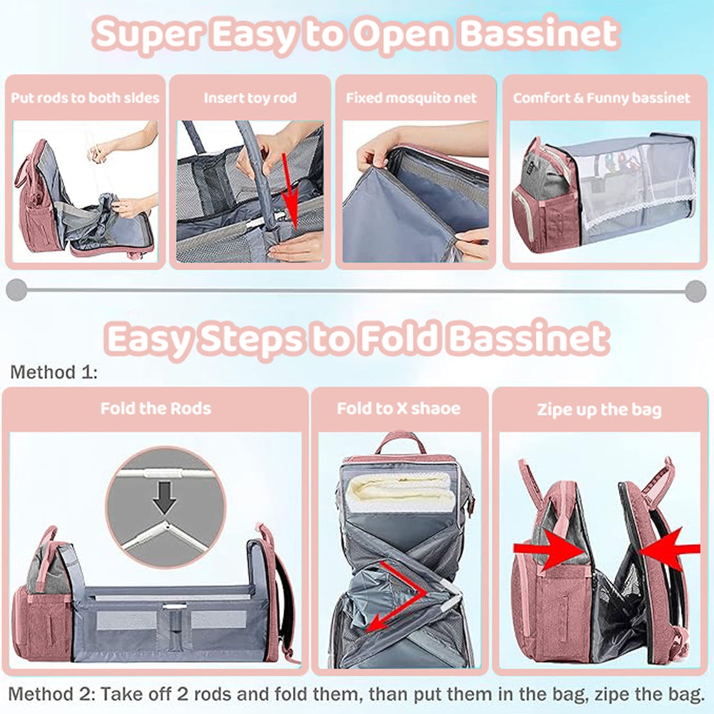Morfone Baby Diaper Bag Backpack with Changing Station, Large Capacity Baby Bag, Waterproof Travel Backpack with USB Charging Port, Stroller Straps , Baby Shower Gifts