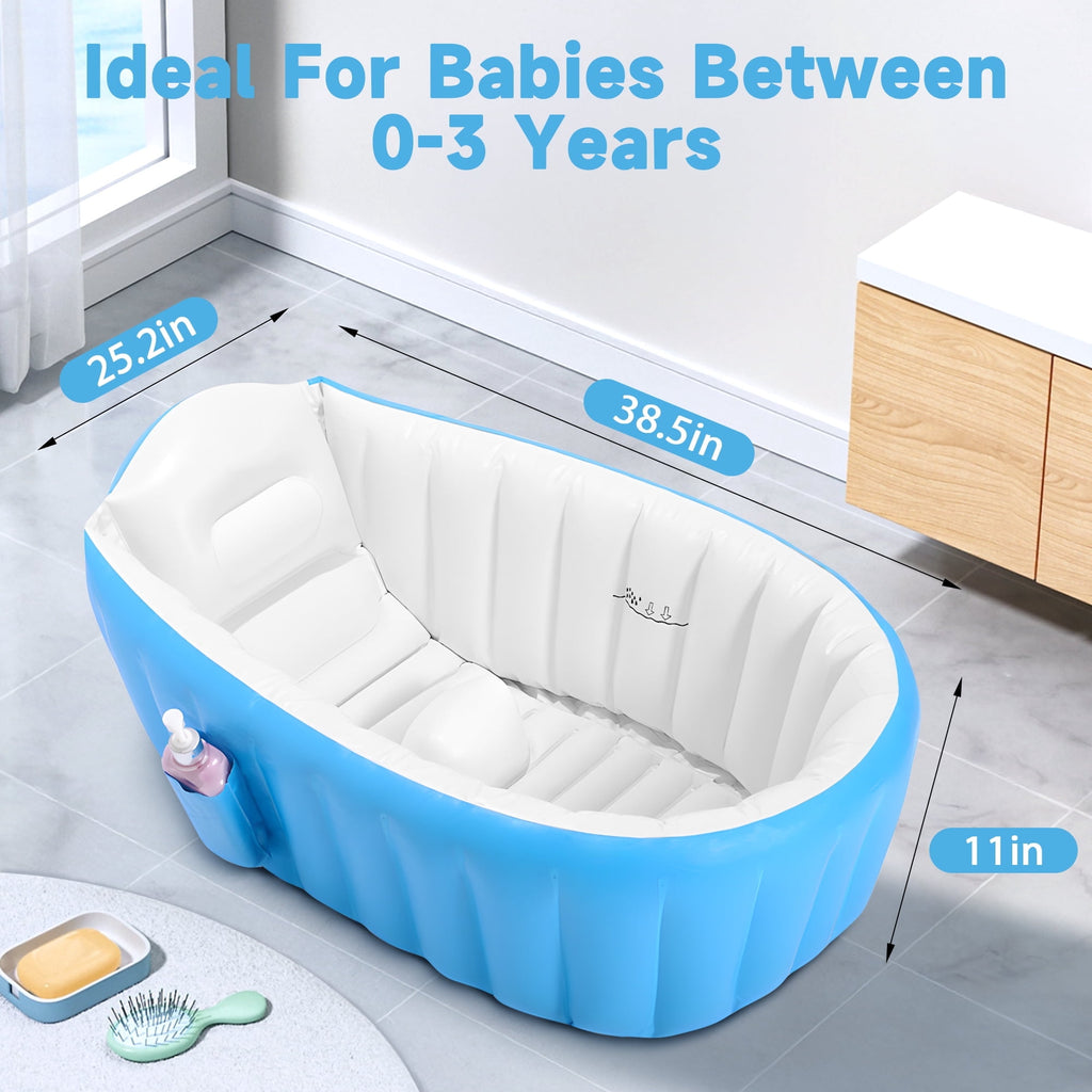 Anoak Inflatable Baby Bathtub for Newborn to Toddler, Portable Travel Infant Baby Bath Tub, Toddler Bathtub with Air Pump, Foldable Non-Slip Shower Basin Collapsible Baby Tub