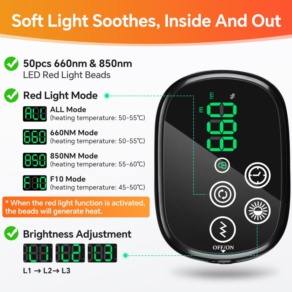 Morfone 660nm and 850nm Near Infrared Light Therapy and Heat Therapy Shoulder Massager