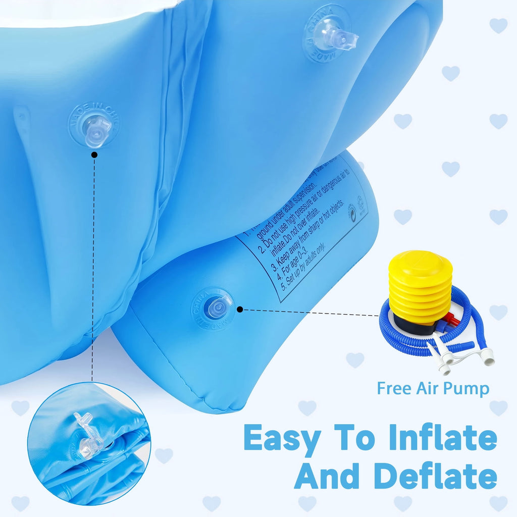 Anoak Inflatable Baby Bathtub for Newborn to Toddler, Portable Travel Infant Baby Bath Tub, Toddler Bathtub with Air Pump, Foldable Non-Slip Shower Basin Collapsible Baby Tub