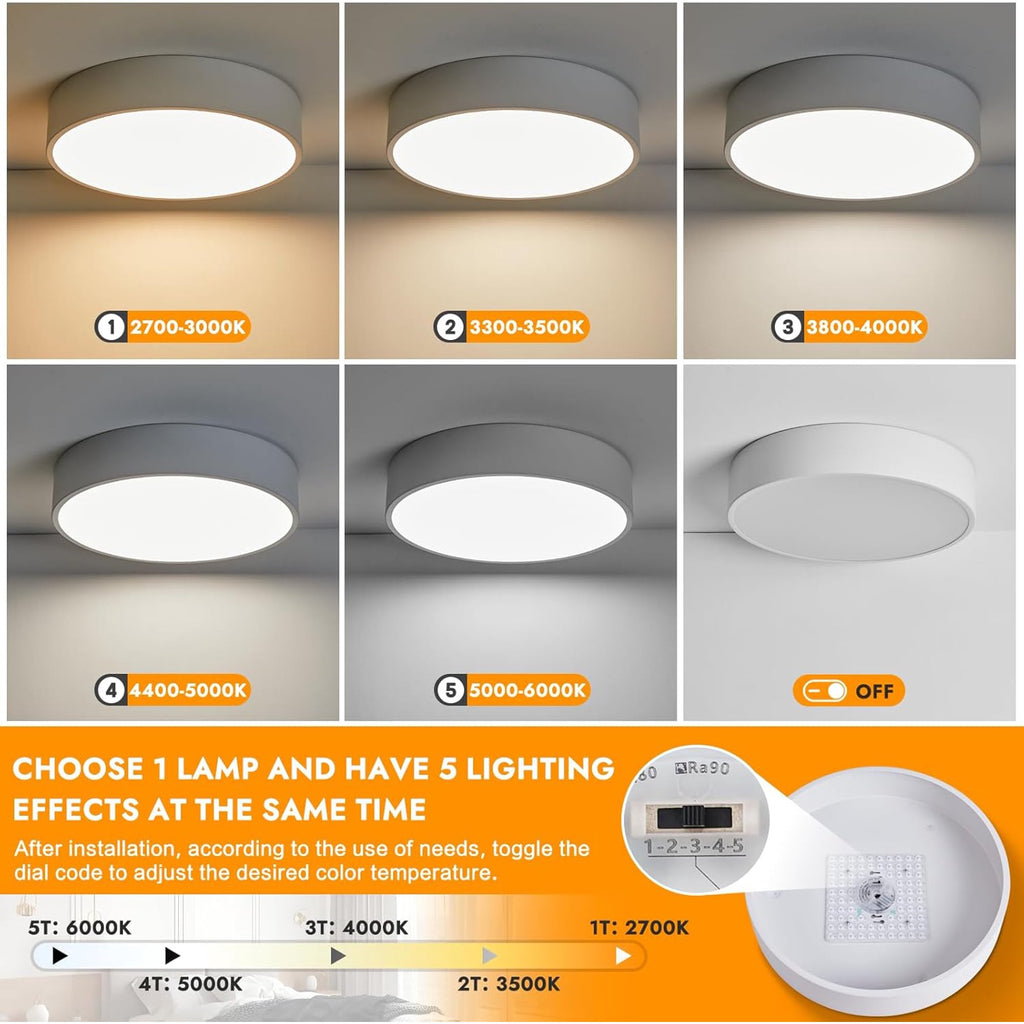 Anoak Ceiling Light,Dimmable Modern LED Ceiling Light with Remote, 22.9" 5-Petal Flower Light Fixtures for Living Room, Dining Room, Bedroom, Kitchen