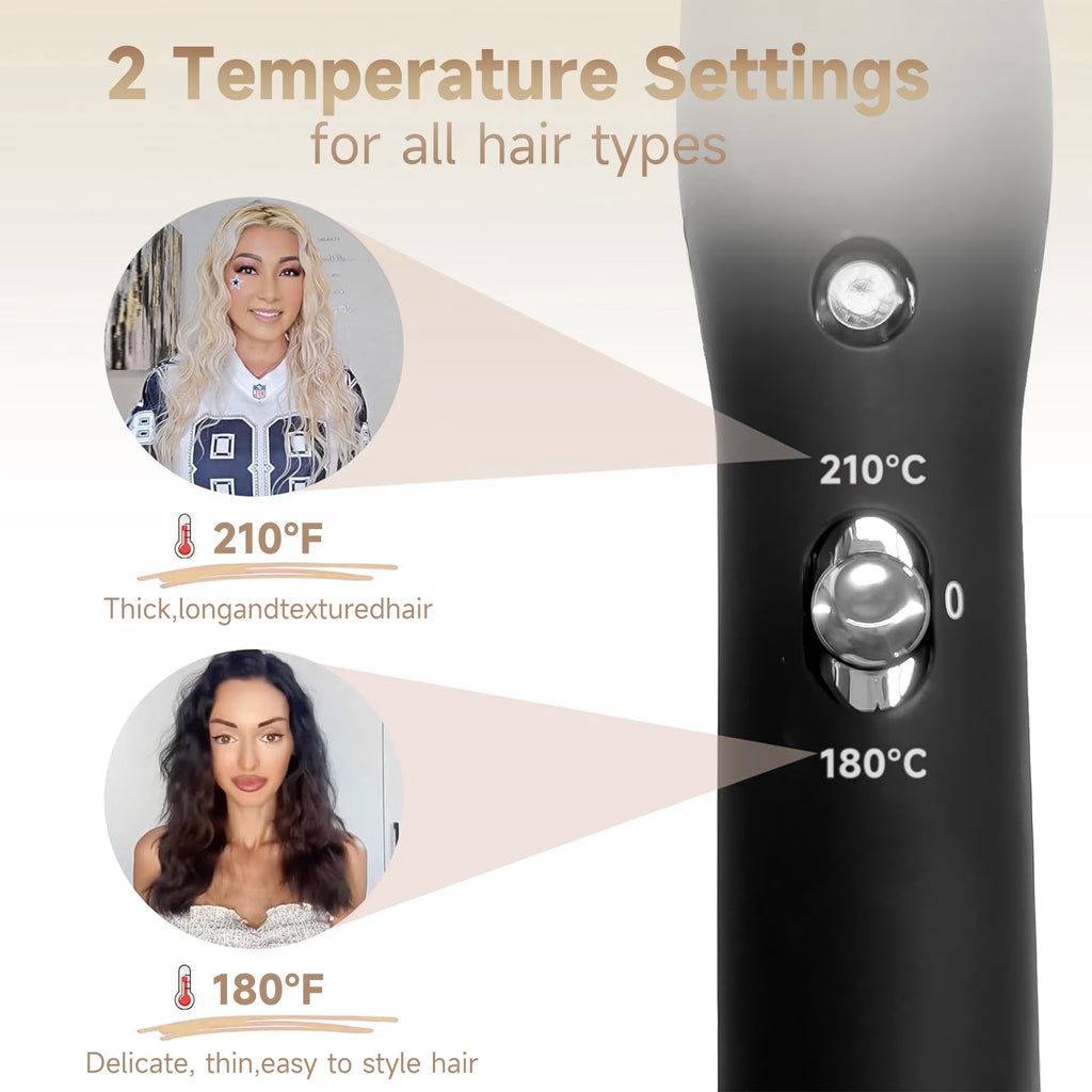 Morfone 3 Jumbo Barrel Curling Iron Wand 22mm Hair Waver Temperature Adjustable Ceramic Big Waves Hair Crimper (Gold)