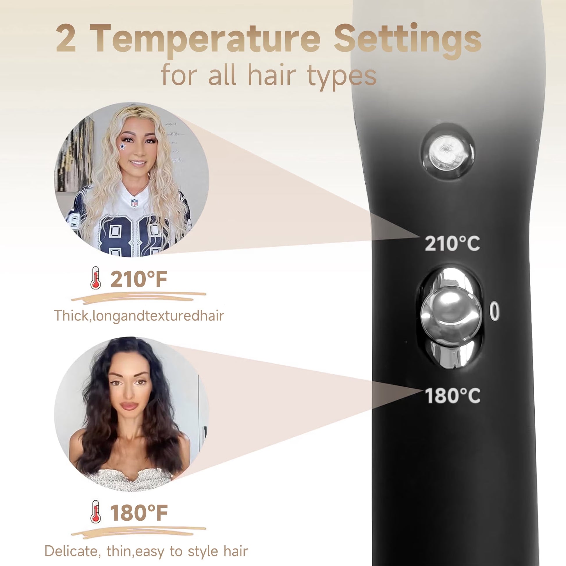 Morfone 3 Jumbo Barrel Curling Iron Wand 22mm Hair Waver Temperature Adjustable Ceramic Big Waves Hair Crimper (Gold)