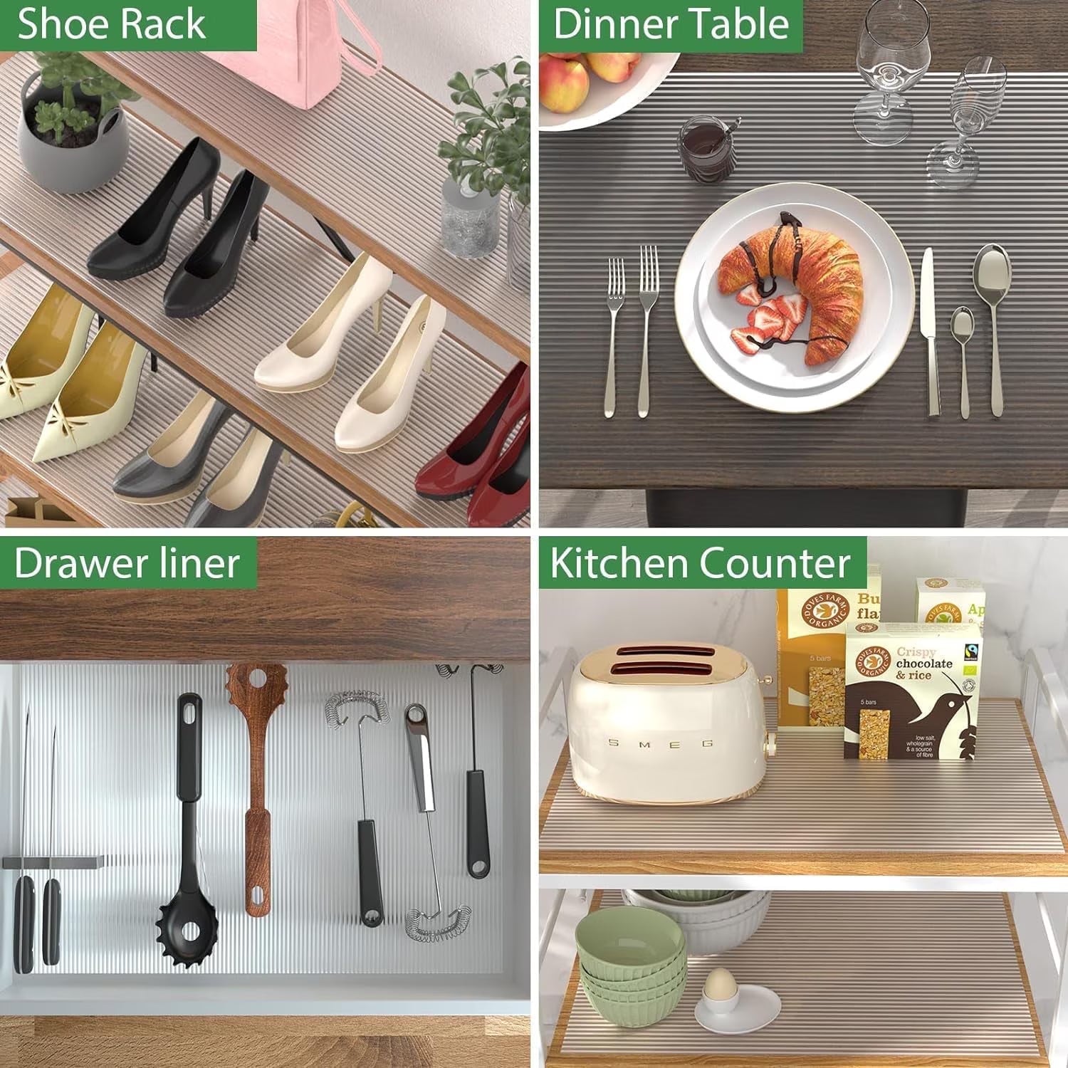Anoak Shelf Liner Cabinet Liner, Non Adhesive Drawer Liner, Washable 17.5 Inch x 10 FT(120 Inch) Waterproof Durable Non-Slip Shelf Liner for Kitchen, Drawer, Refrigerator