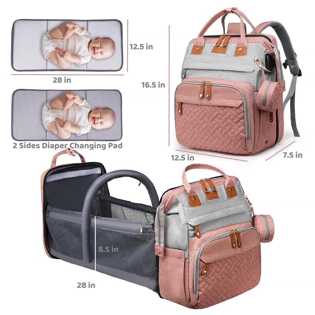 Morfone Baby Diaper Bag Backpack with Changing Station, Large Capacity Baby Bag, Waterproof Travel Backpack with USB Charging Port, Stroller Straps , Baby Shower Gifts