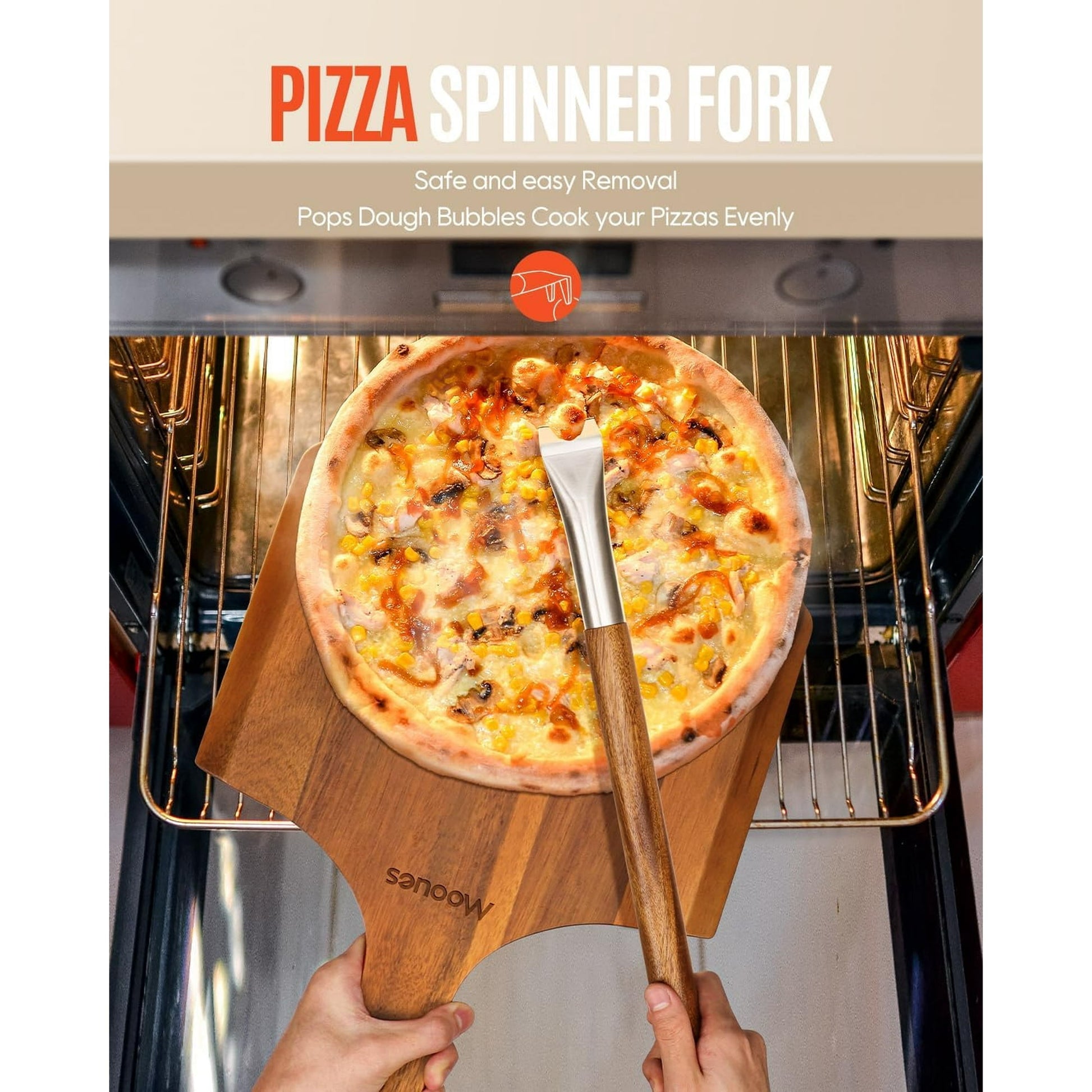 Morfone Pizza Peel 12 inch, Wood Pizza Board Wooden Pizza Paddle Spatula Oven Accessory for Baking Homemade Pizza, Wood Cutting Board for Cheese Bread Fruit Vegetables