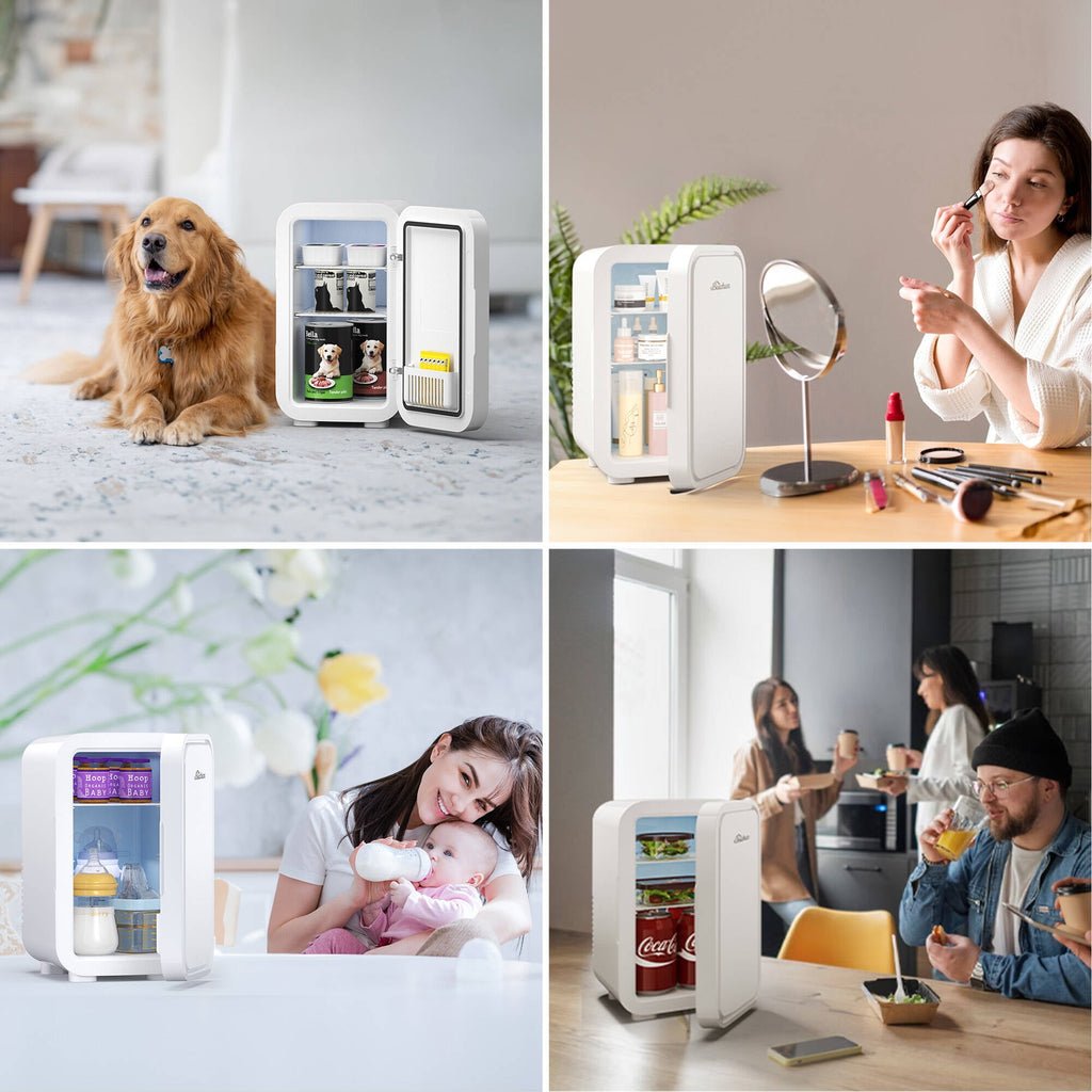 BEICHEN Mini Fridge, 6 Liter/8 Can Small Fridge, AC/DC Portable Skincare Fridge, Cooler and Warmer Refrigerators for Bedroom, Skincare, Beverage, Office, Dorm, Car