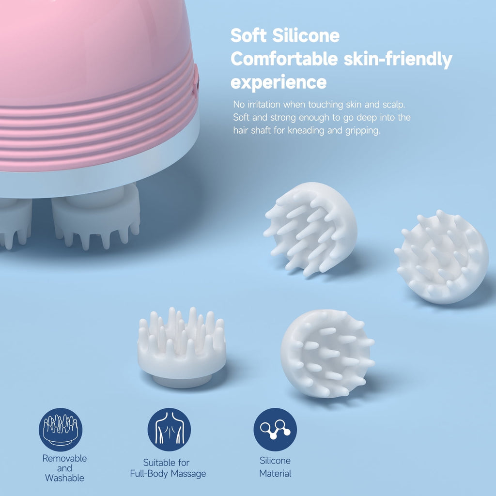 Morfone Electric Cordless Hair Scalp Massager with Kneading 76 Massage Nodes, Handheld Portable Head Scratcher Massager for Hair Growth, Deep Clean and Stress Relax, Gifts for Men Dad