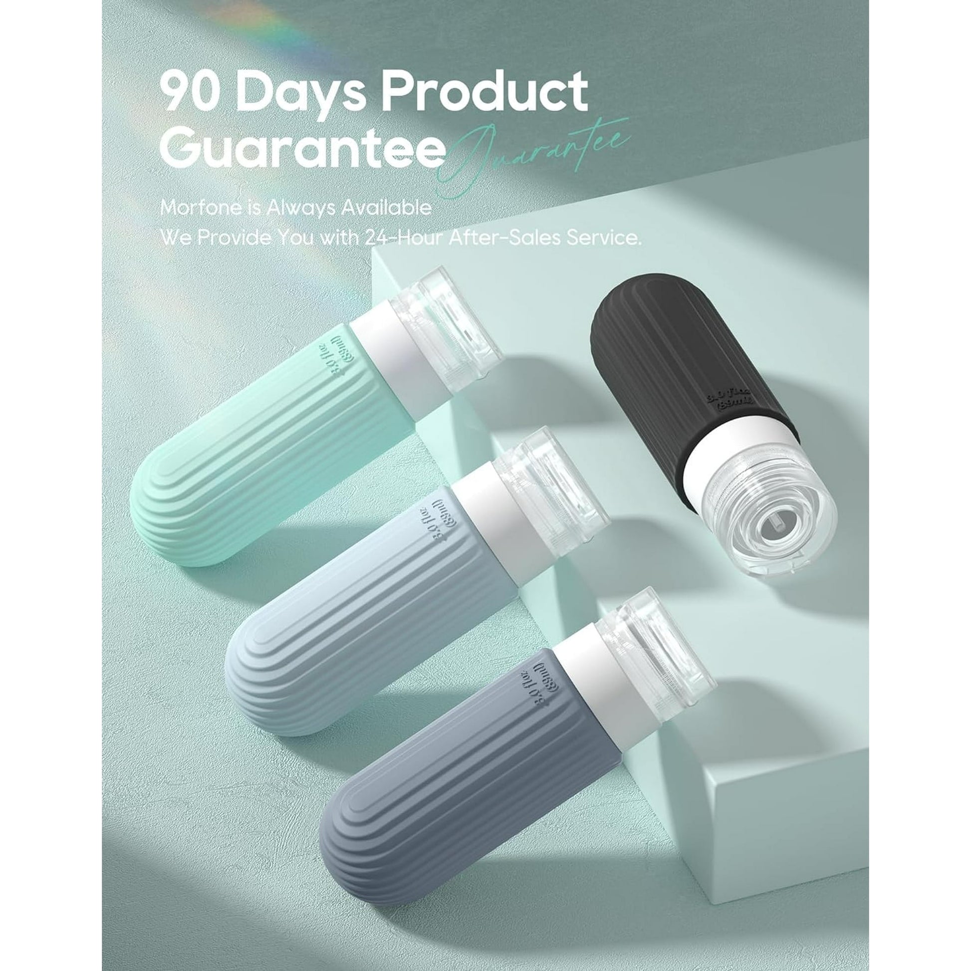 Morfone Travel Bottles for Toiletries,Tsa Approved 3oz Travel Size Containers BPA Free Leak Proof Refillable Liquid Silicone Squeezable Travel Accessories for Shampoo Conditioner Lotion (4 Pack)
