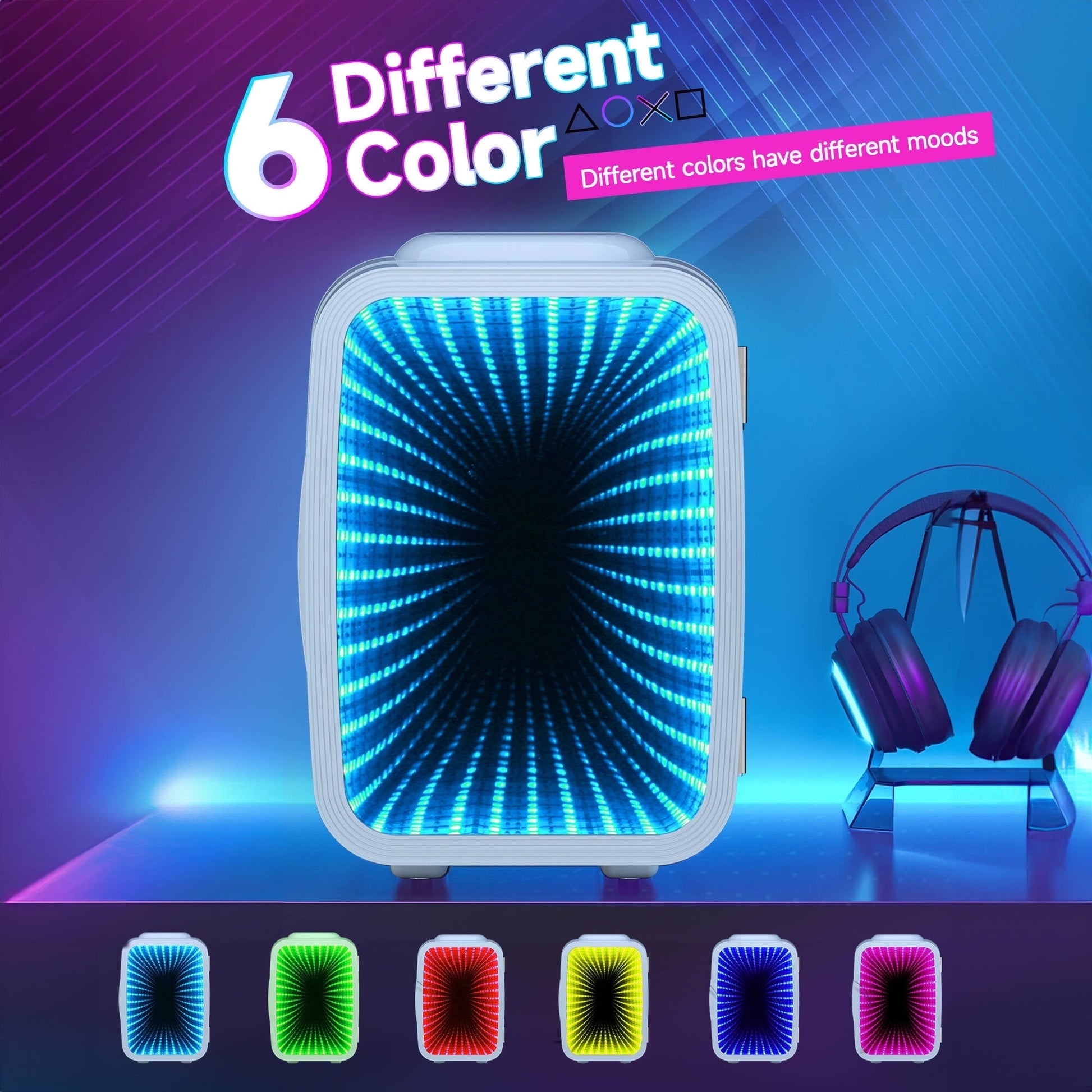 ACMETOP Mini Fridge, 4 Liter/6 Cans Small Refrigerator With Dimmable LED Light,AC/DC Portable Thermoelectric Cooler and Warmer for Bedroom,Office,Gaming room and Car