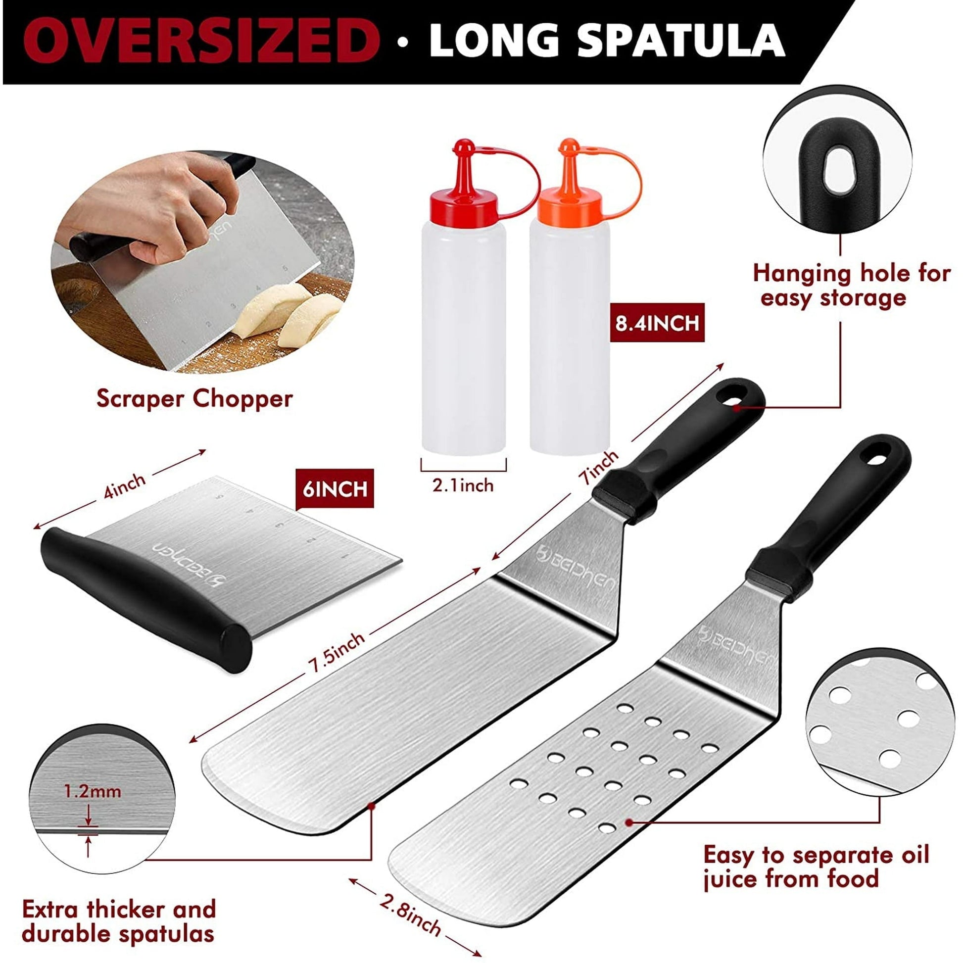 Morfone Griddle Accessories Kit, 14 Pcs Stainless Steel Grill Tools Set for Blackstone and Camp Chef, Professional Grill Spatula Set for Men Women Outdoor BBQ and Camping