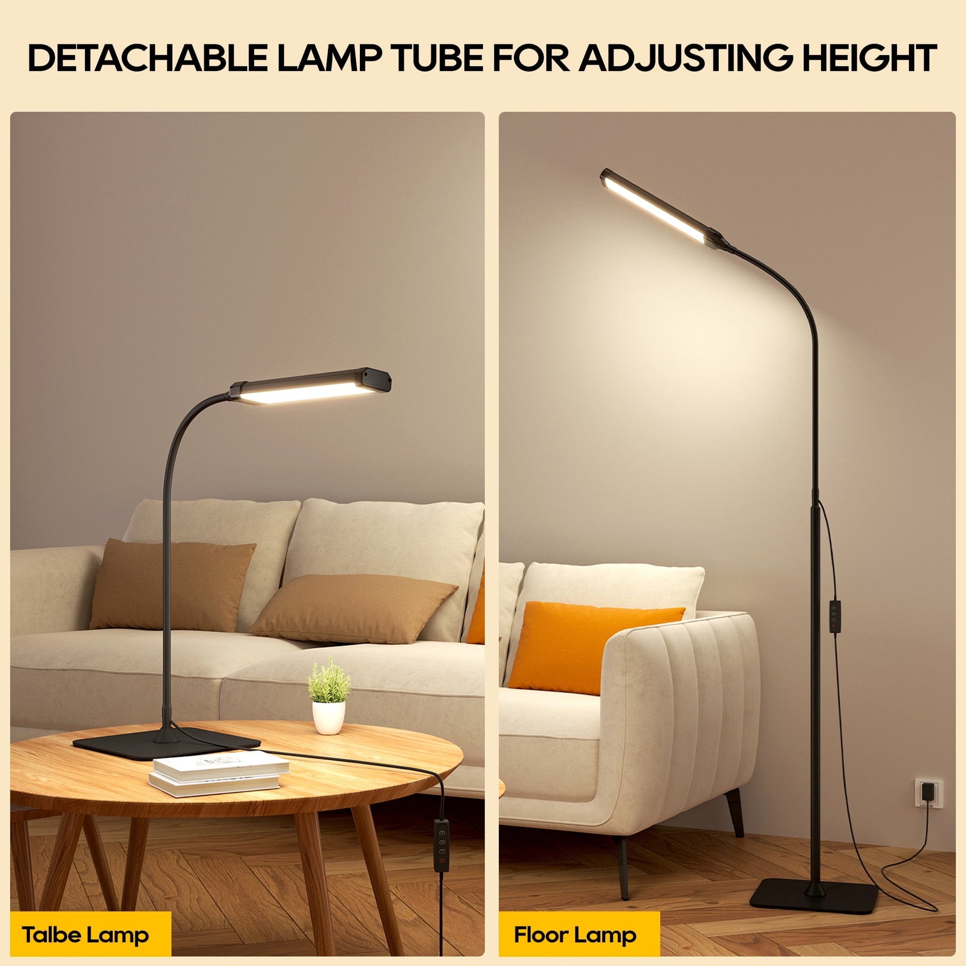 ACMETOP LED Floor Lamp for Living Room with Remote Control, Standing Lamp with Stepless Dimmable & 3 Color Temperatures Bulb