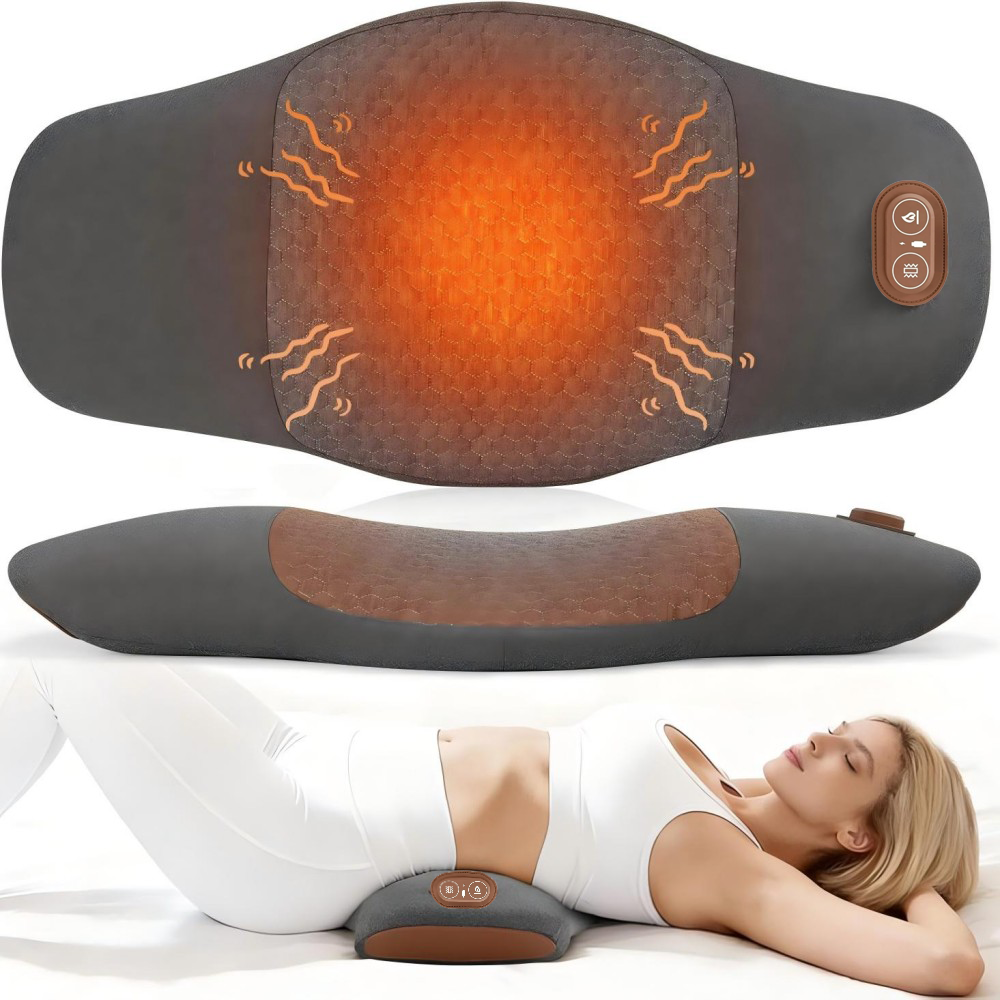 Morfone 3-in-1 Electric Back Heating Massage Lumbar Support Pillow for Car, Home, and Office Use