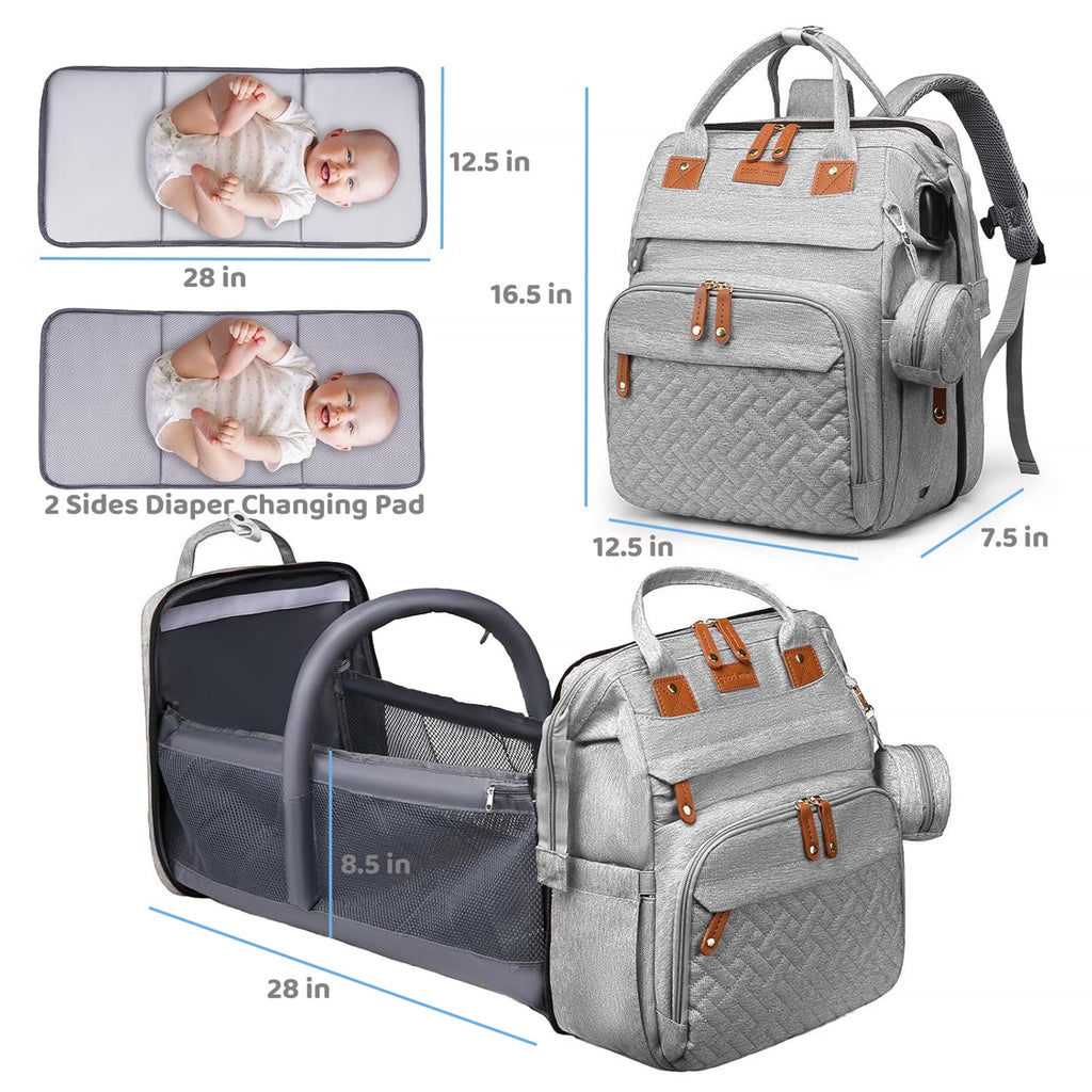 Morfone Baby Diaper Bag Backpack with Changing Station, Large Capacity Baby Bag, Waterproof Travel Backpack with USB Charging Port, Stroller Straps , Baby Shower Gifts