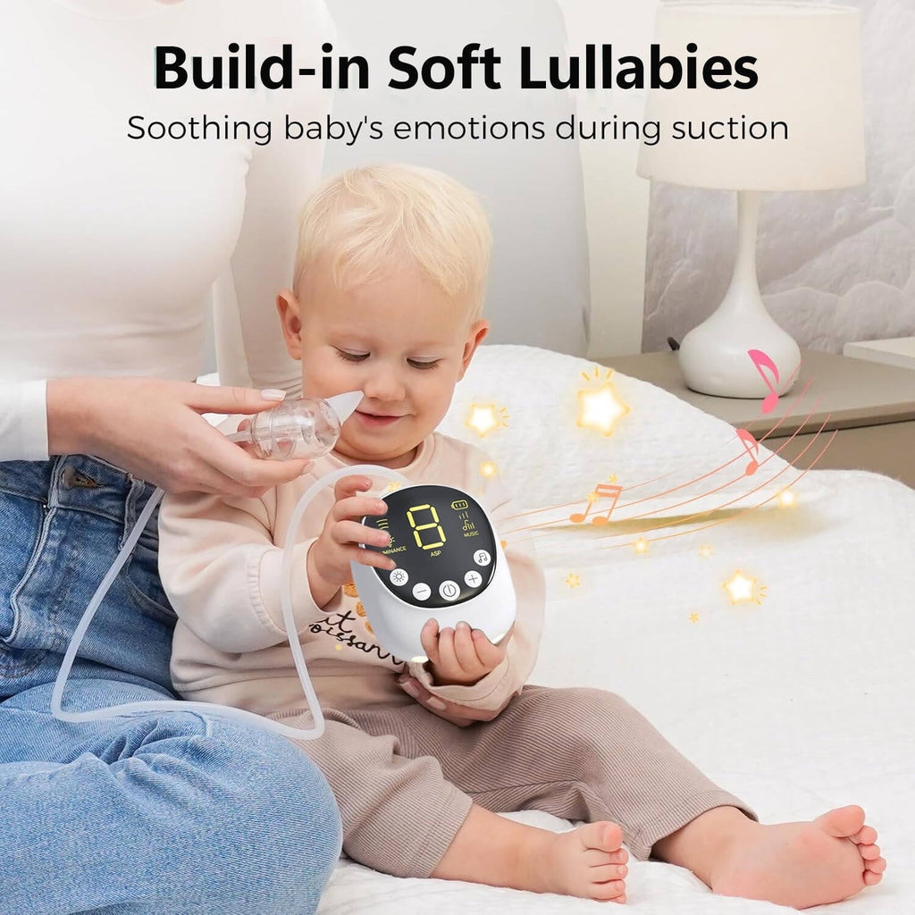 Morfone Nasal Aspirator for Baby, Hospital Grade Electric Nose Sucker with 9 Levels Suction, Automatic Nose Cleaner with 2 Silicone Tips, Night Light and Nursery Rhyme