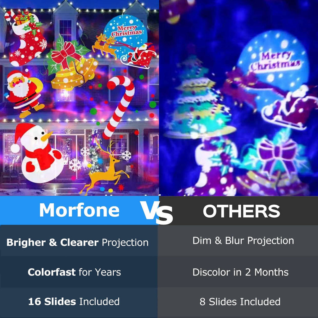 Morfone Christmas Projector Lights Outdoor, Holiday Projector Lights with Remote Control for Xmas Halloween Party Garden Yard Decor