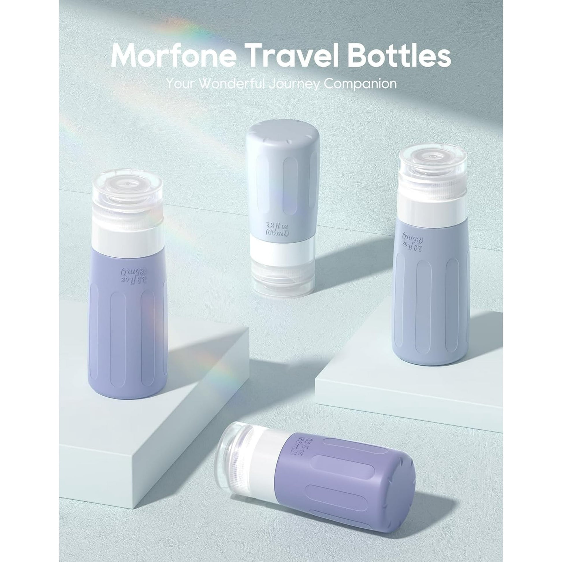Morfone 16 Pack Silicone Travel Bottles Set for Toiletries TSA Approved Travel Containers Leakproof Squeezable Refillable Travel Accessories 2oz 3oz for Shampoo Conditioner Lotion Liquids (Blue)