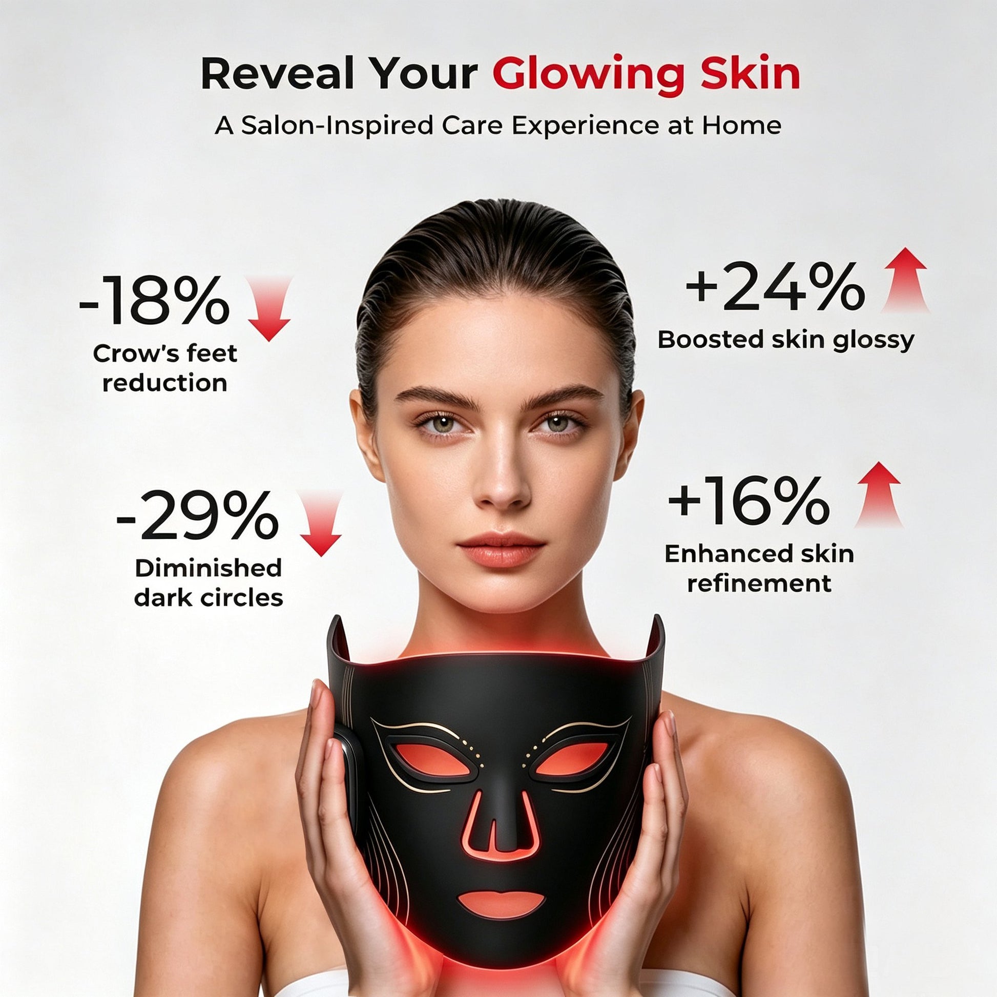 Morfone Red Light Therapy Mask for Face, Wireless LED Face Mask, 4 Modes Red Light Mask with 660nm & 850nm, Portable Facial Skincare Mask for Home Travel
