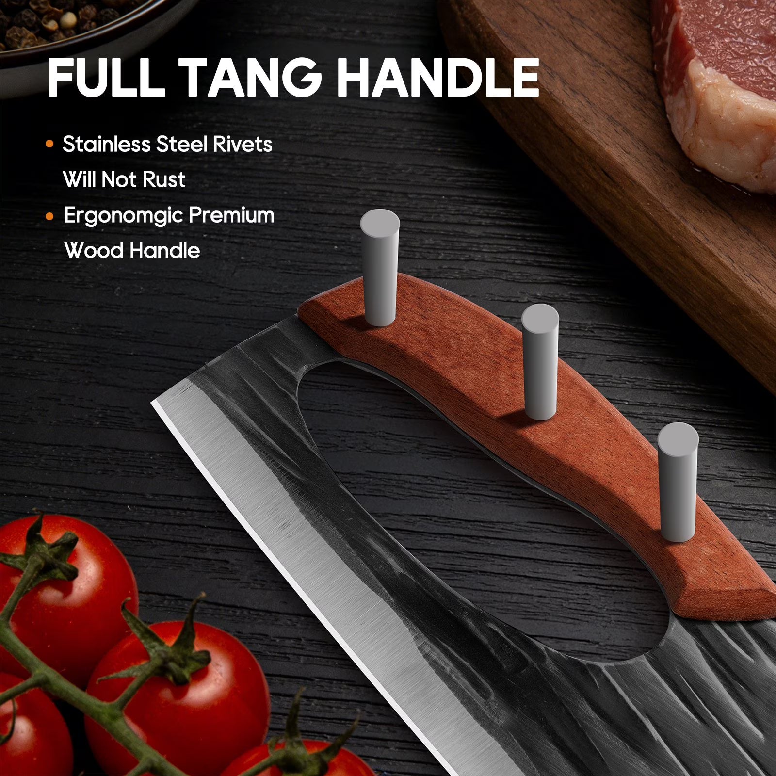 ACMETOP Chef Knife, High Carbon Steel Kitchen Knife for Meat Cutting, Slicing, Camping, BBQ – Essential Kitchen Tool